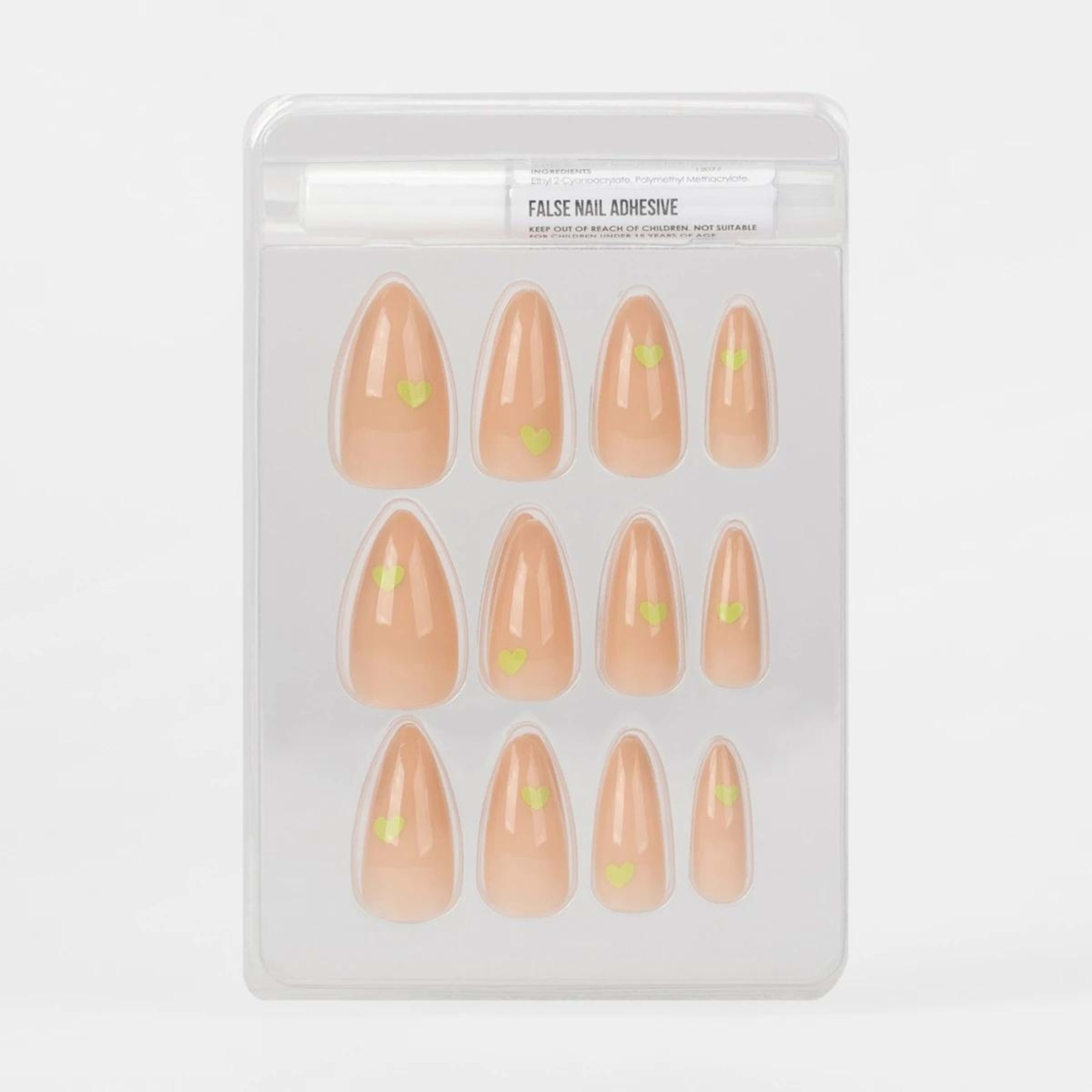 3 OXX Cosmetics 24 Pack False Nails with Adhesive - Stiletto Shape, Neon Heart, 3 of 5