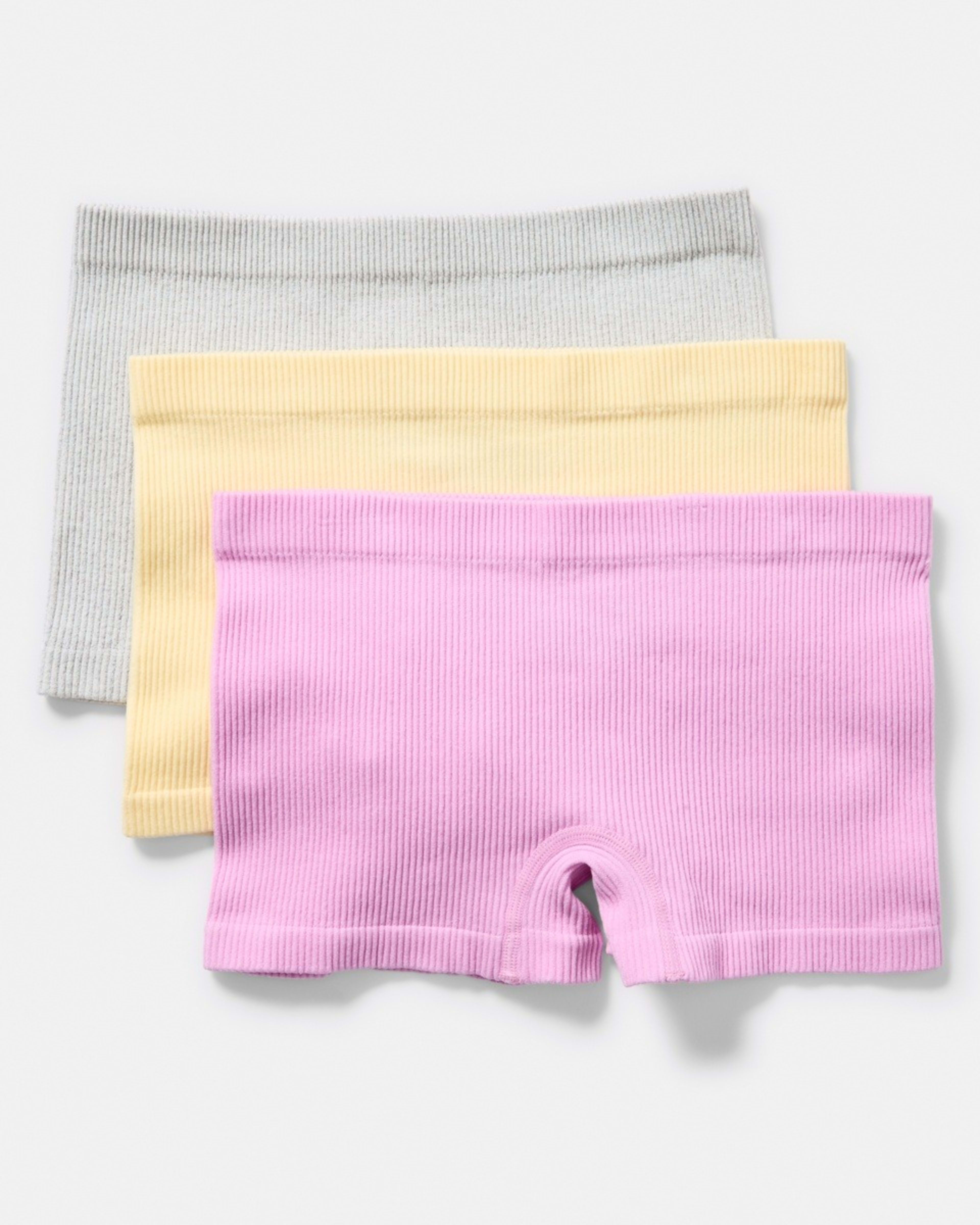 1 3 Pack Rib Seamfree Shorties PINK, YELLOW