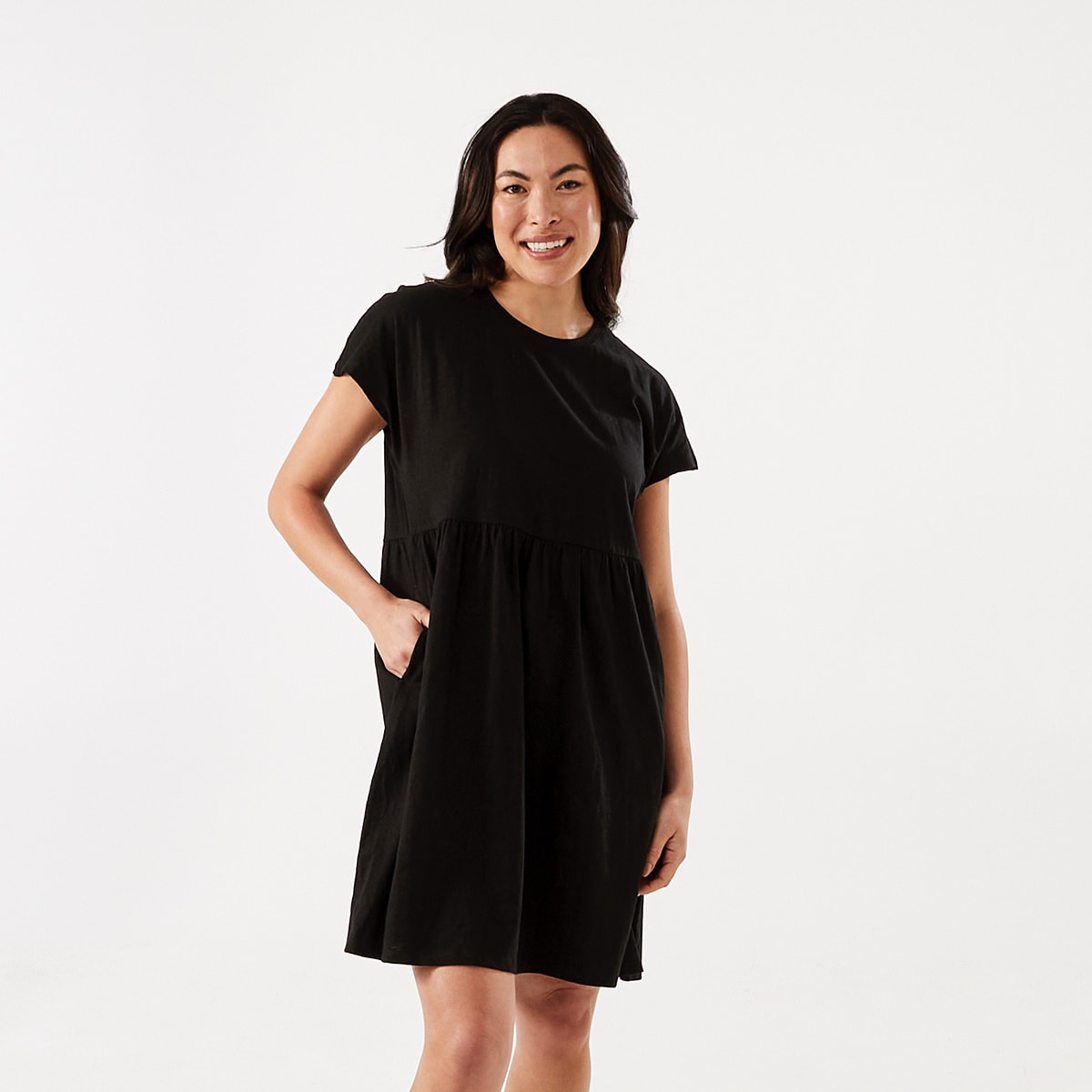Short Sleeve Jersey Smock Mini Dress Kmart