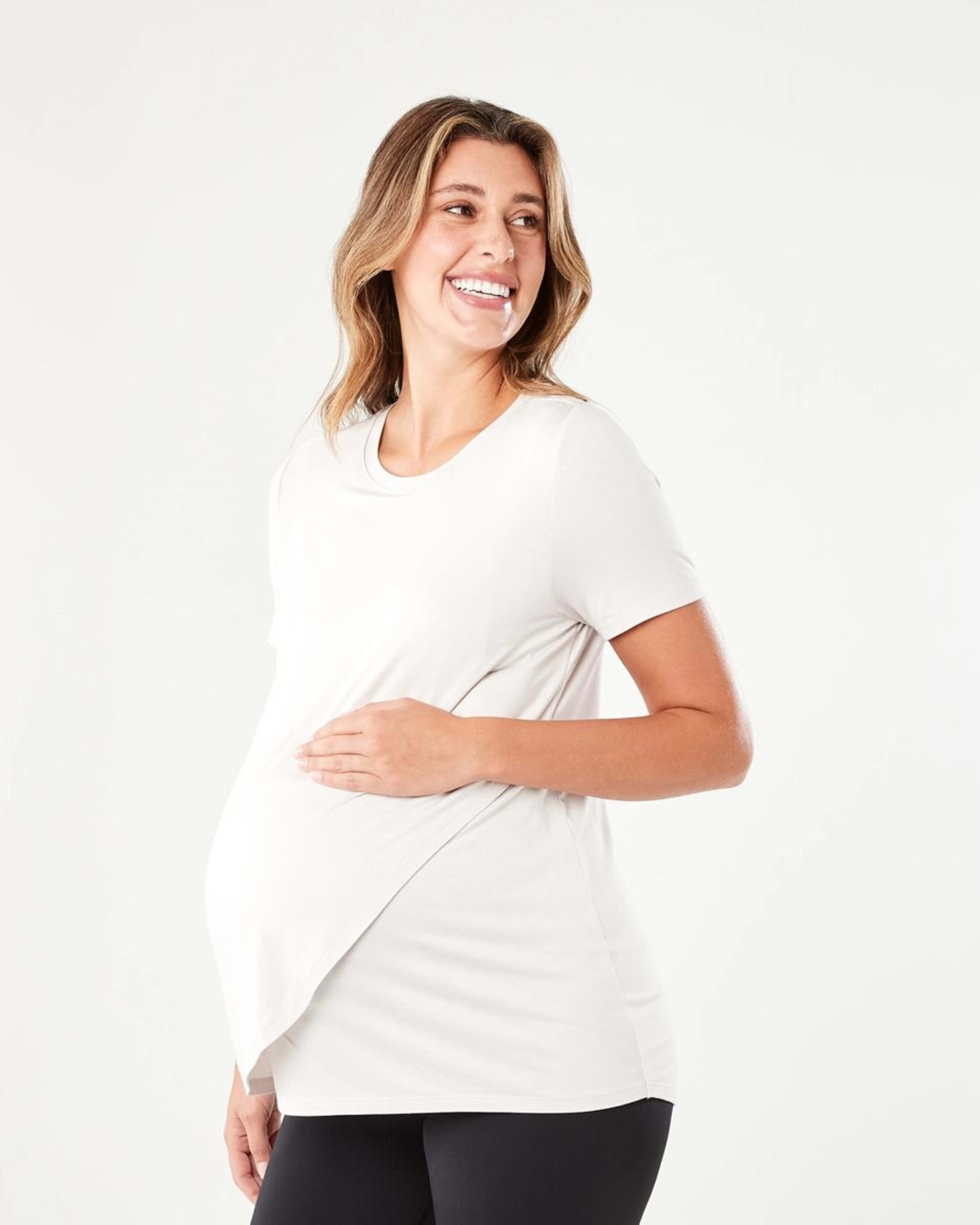 2 Maternity Overlay T-shirt NATURAL BEIGE, 2 of 6