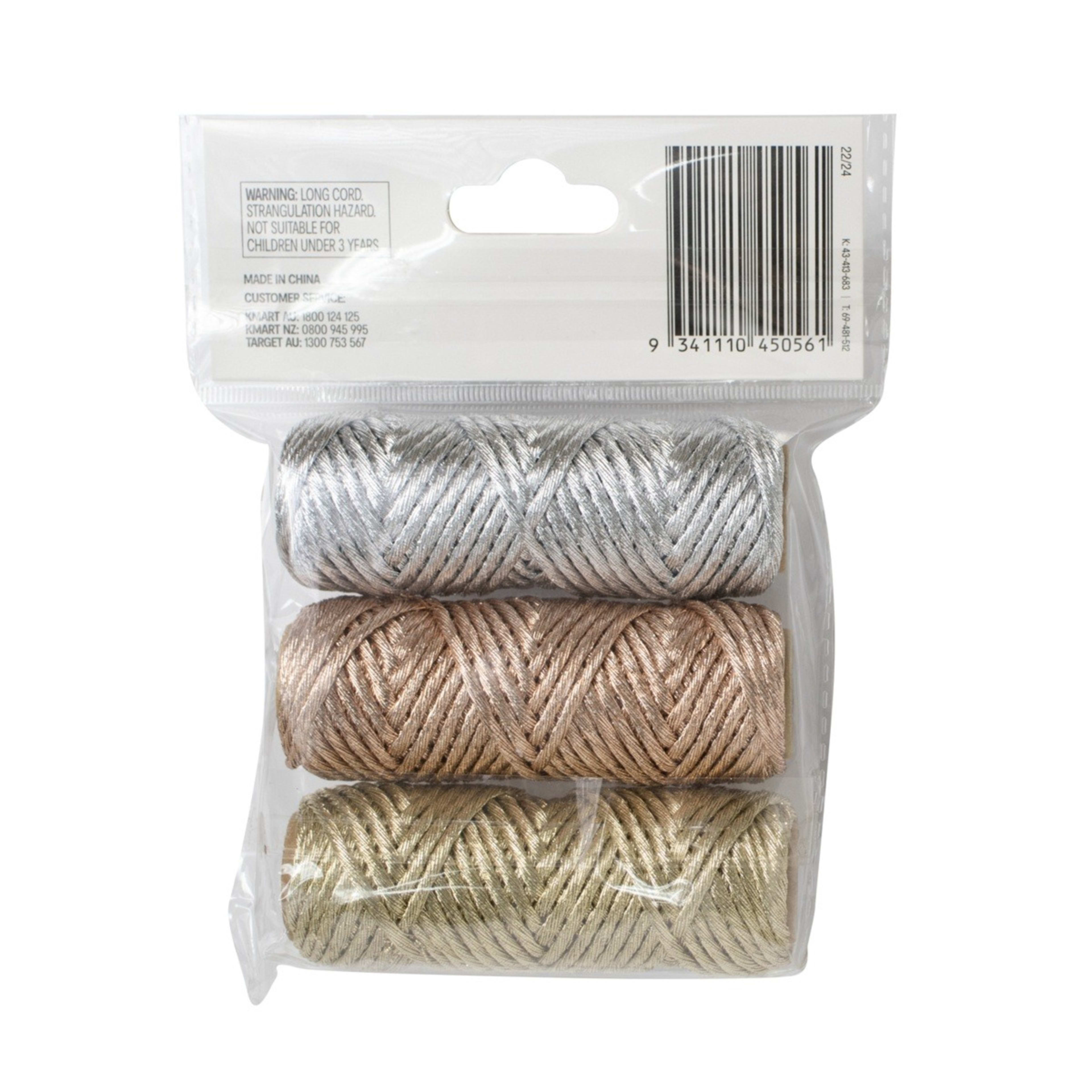 3 Pack Macrame Metallic Cords Kmart