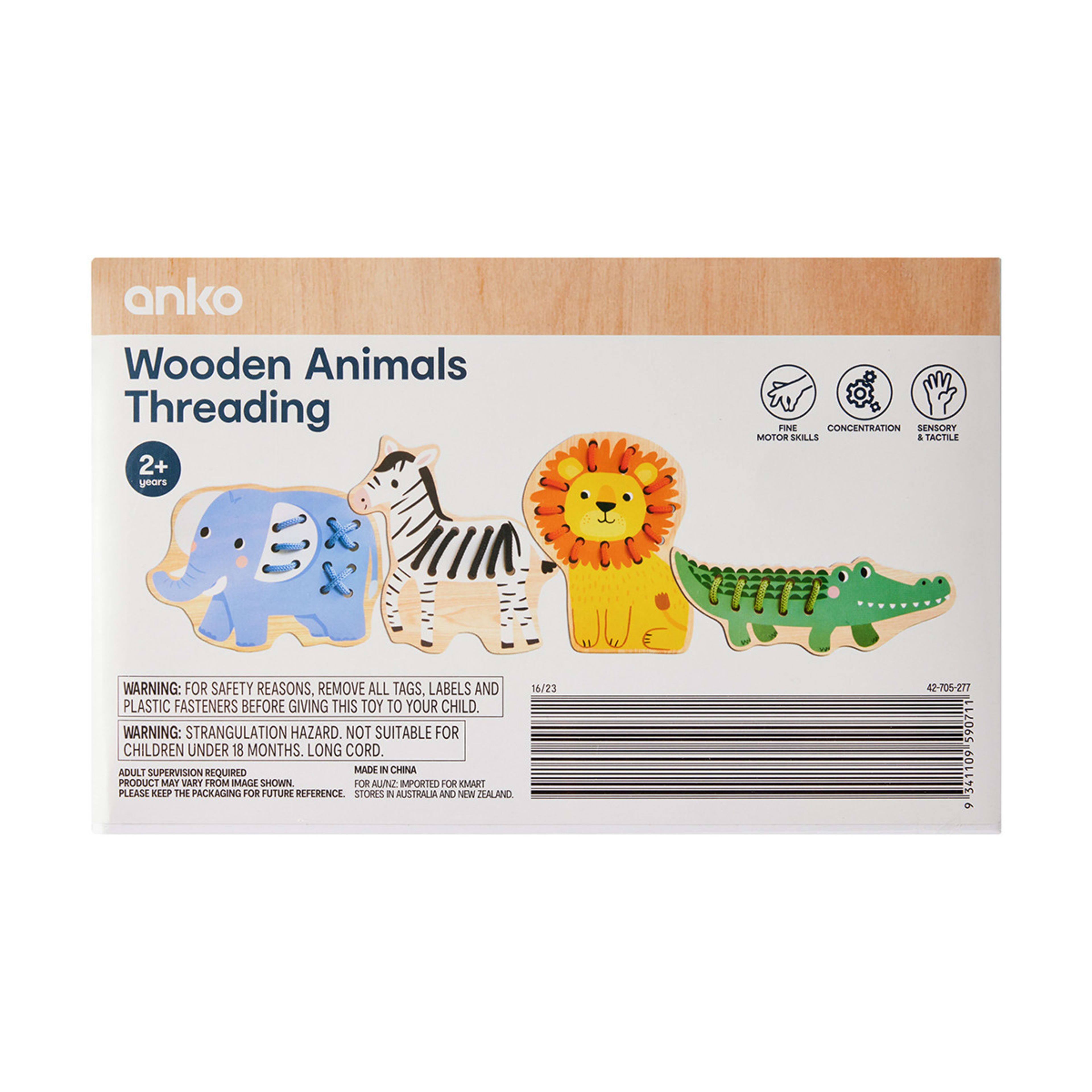 Wooden Animals Threading Set Kmart
