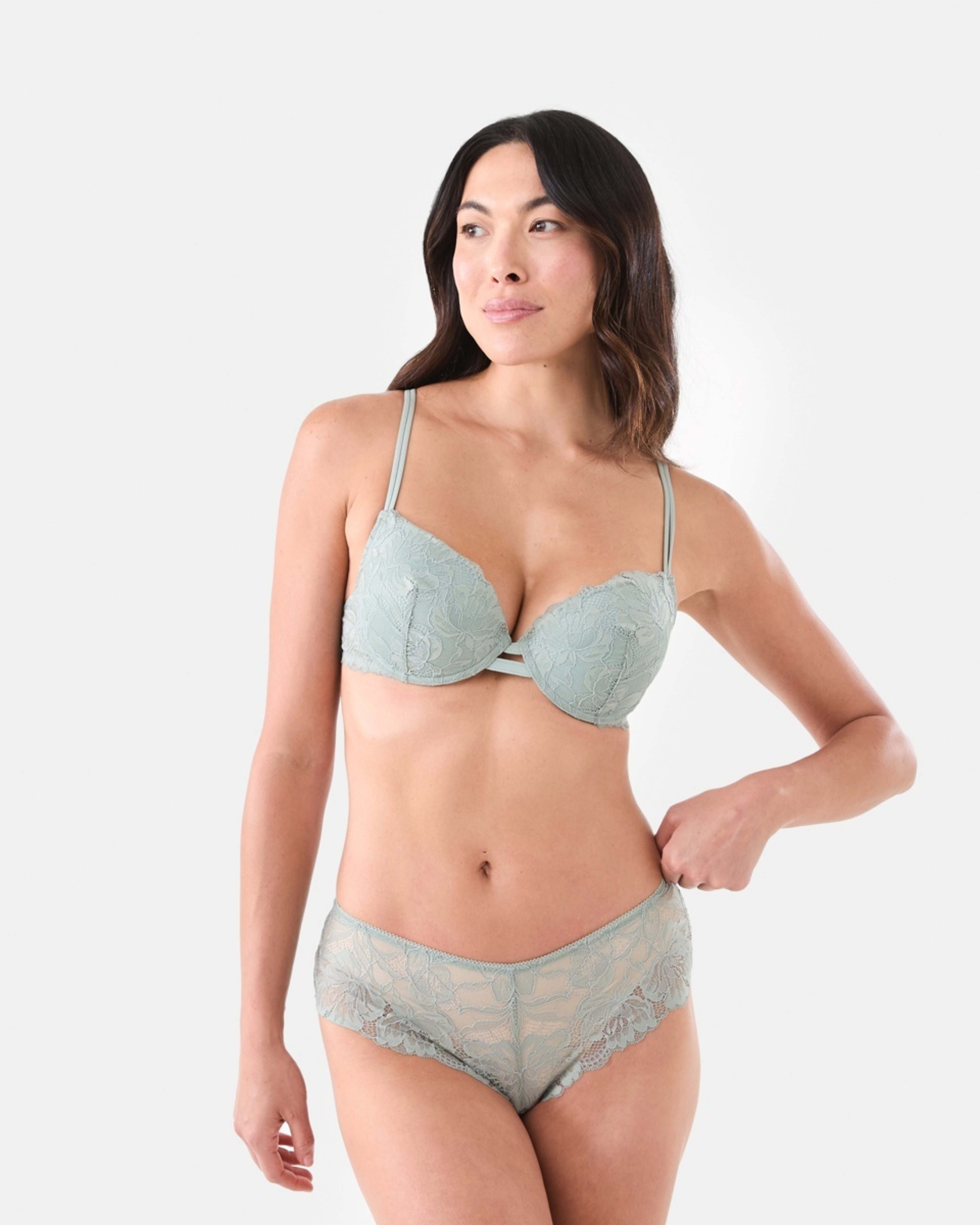 7 Co-ordinated Lace Push-Up Bra Ice Grn, 7 of 7