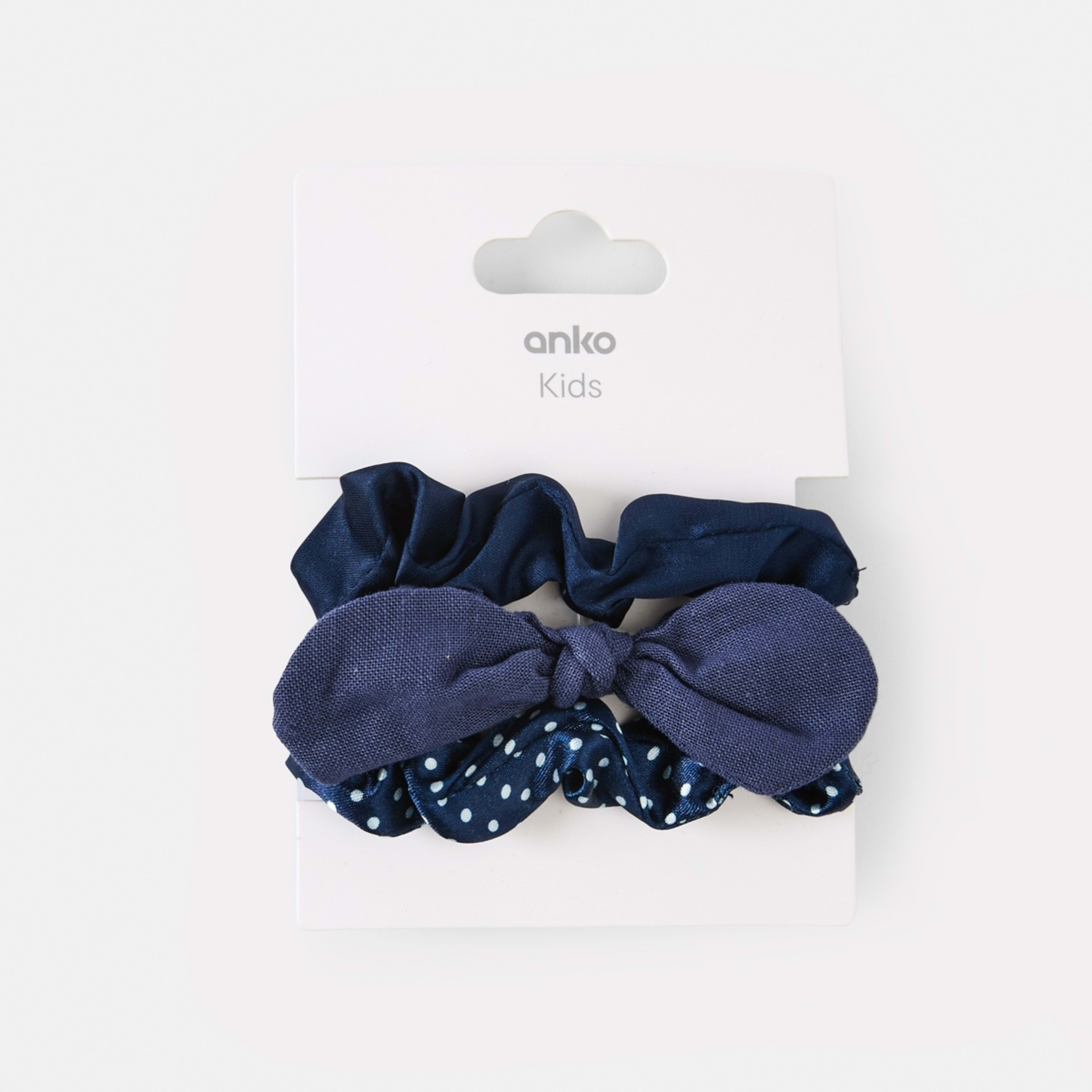 4 3 Pack Mixed Hair Scrunchies Dark Sapphire, 4 of 4