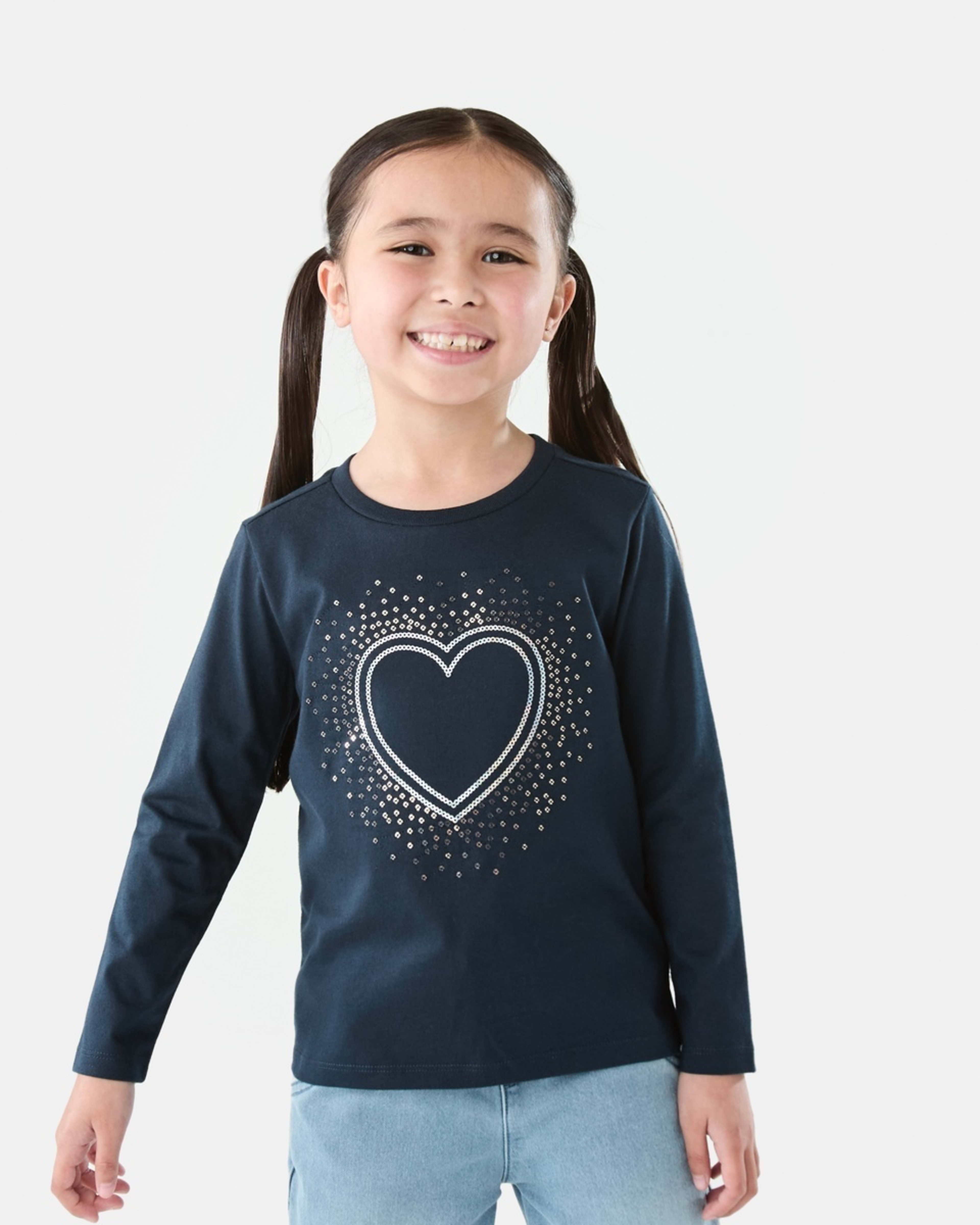 1 Sequin T-shirt Magical Sequin Heart Dress Blue, 1 of 8
