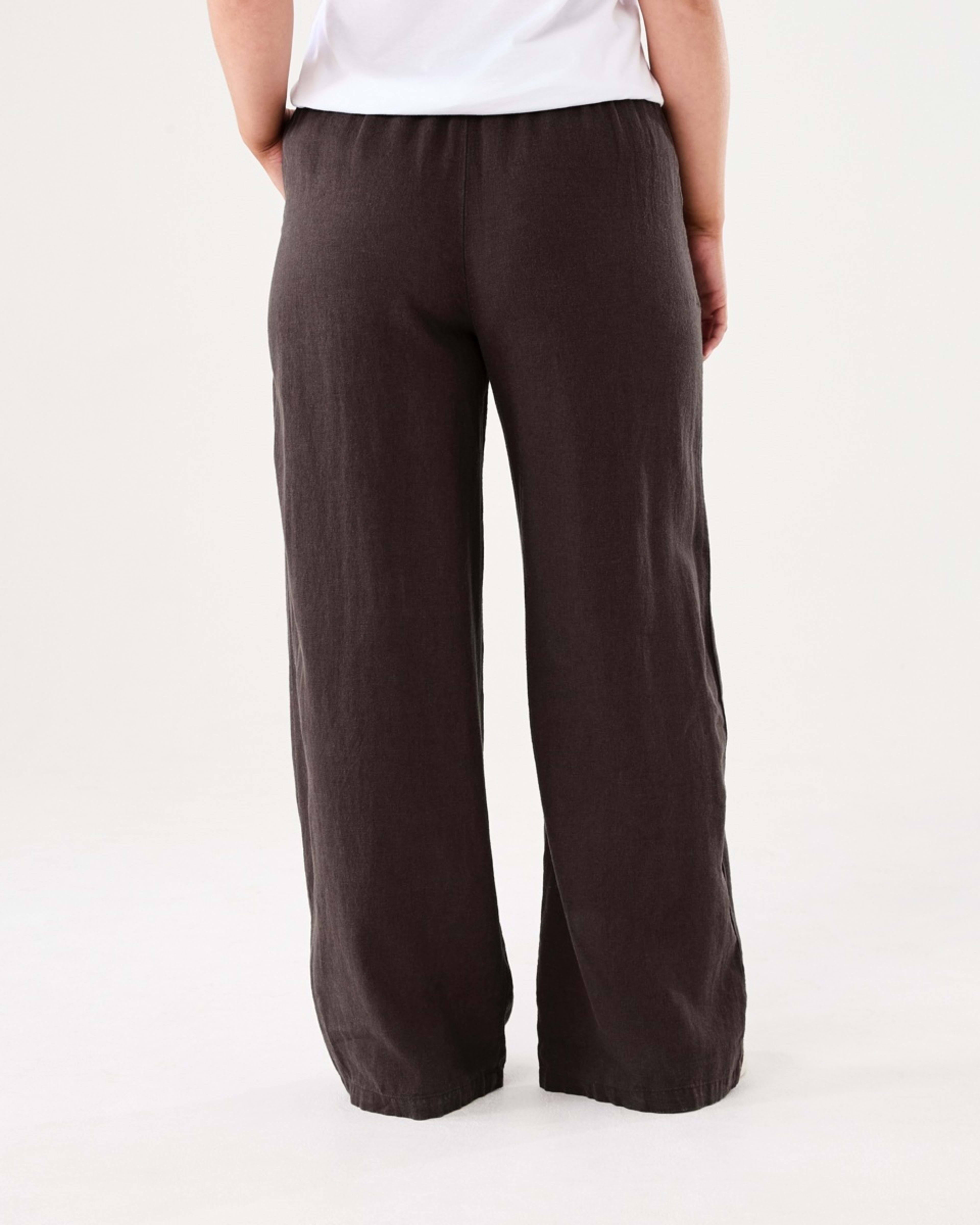 3 Linen Blend Wide Leg Pants DARK ESPRESSO, 3 of 5