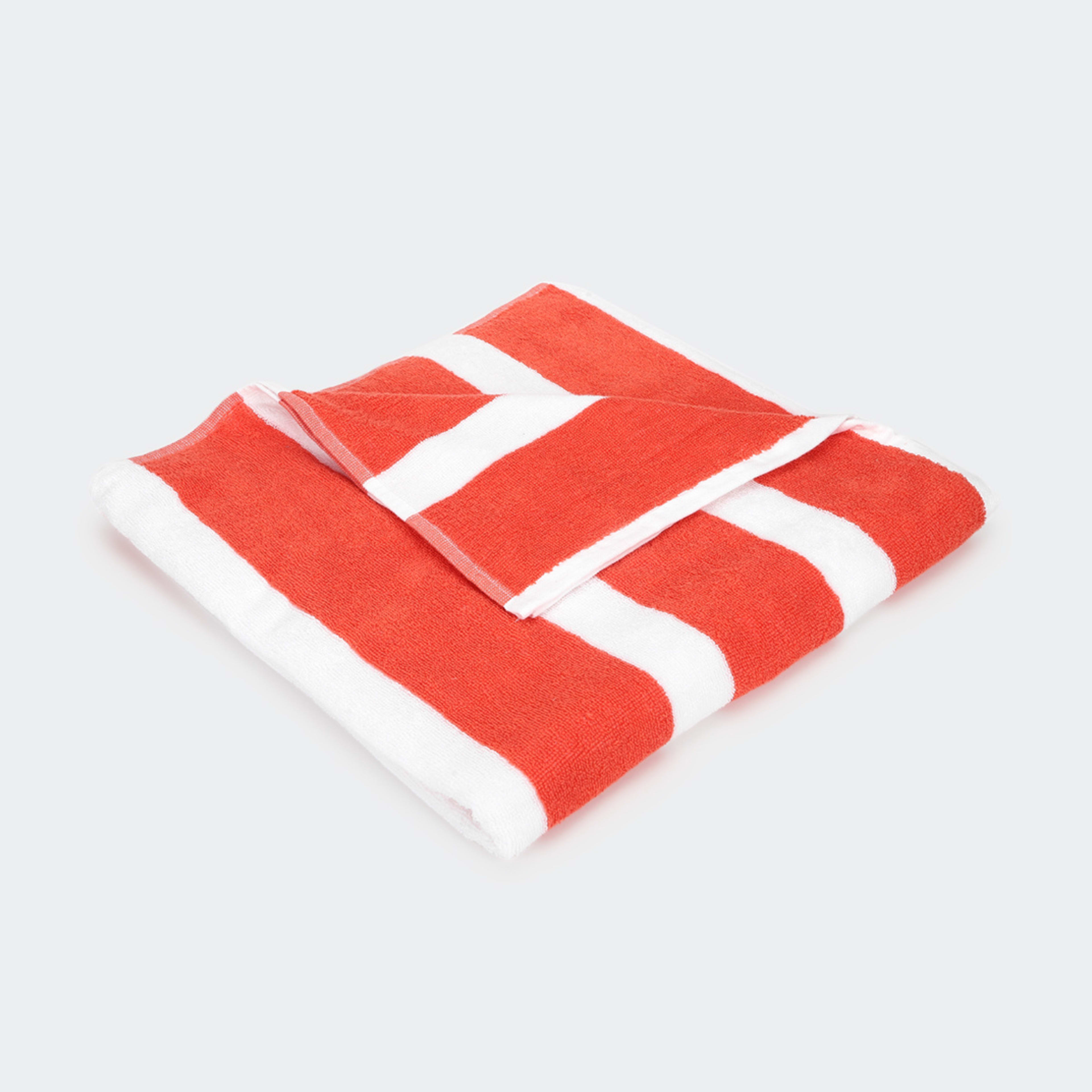 Cotton Terry Stripe Beach Towel Coral Kmart