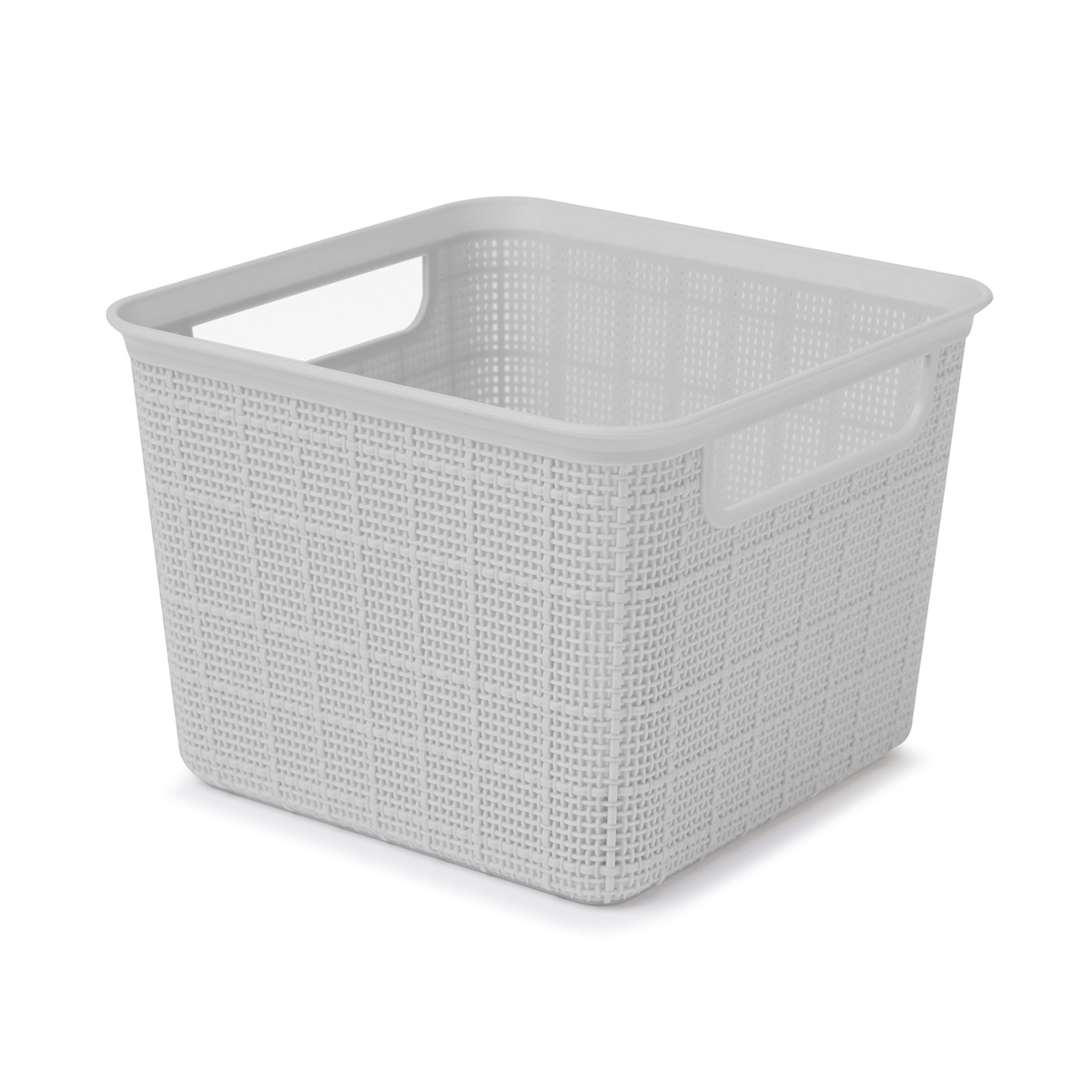 3.5L Square Linen Weave Basket - Grey - Kmart