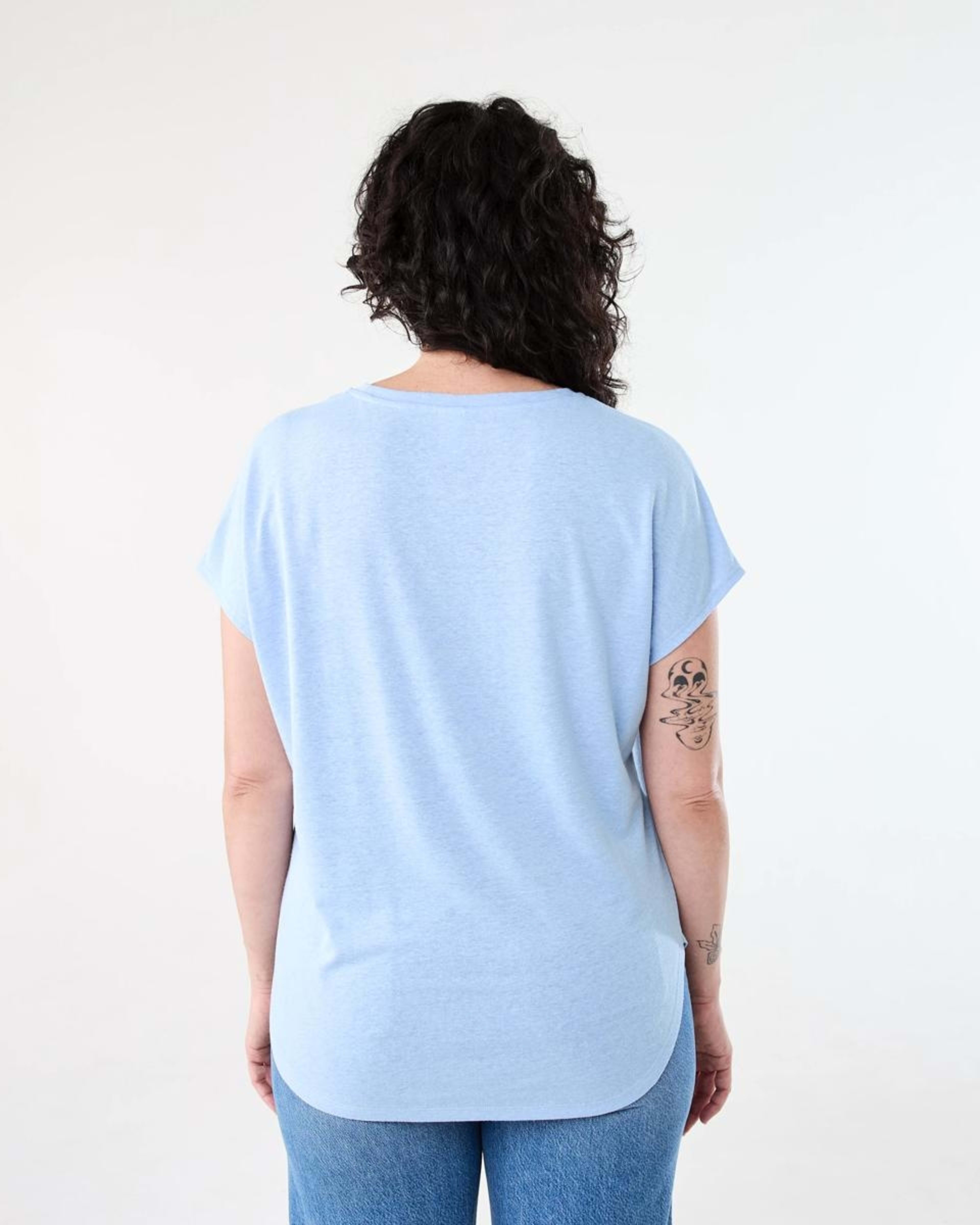 3 Short Sleeve Linen Blend Extended Sleeve Top BRUNI BLUE, 3 of 6