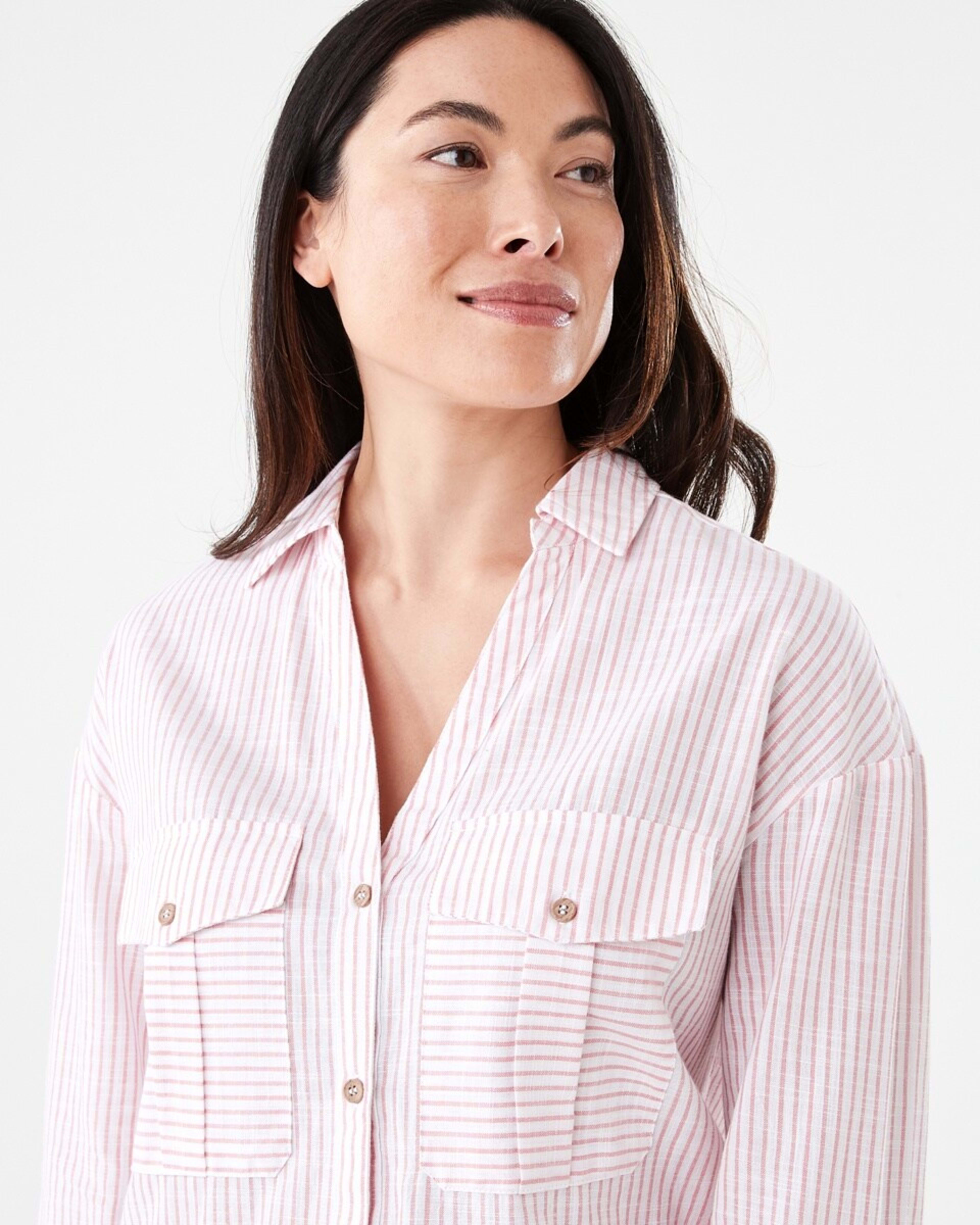 4 Long Roll Sleeve Cotton Shirt Strp Pink, 4 of 6