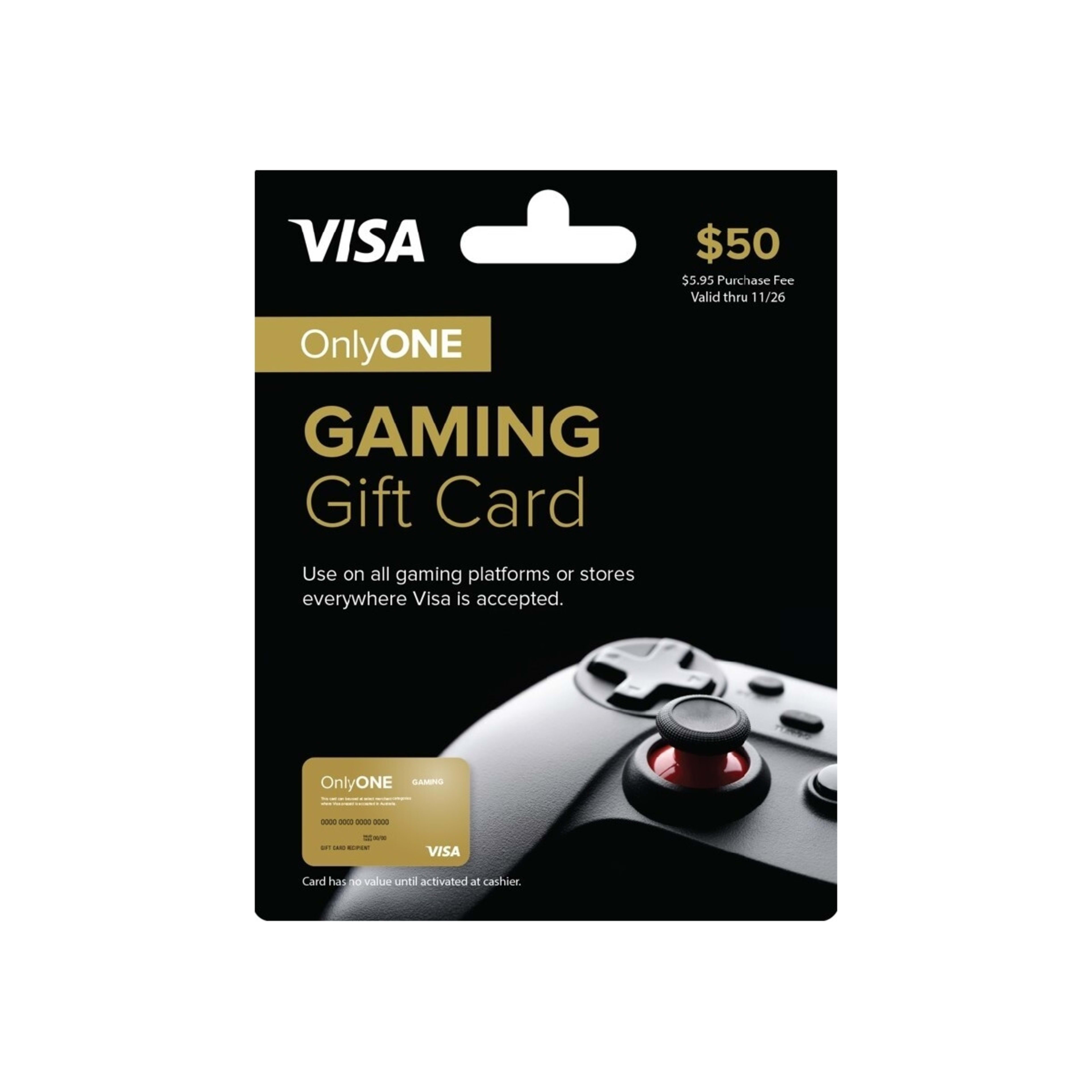 1 Only One VISA $50 Gaming Gift Card