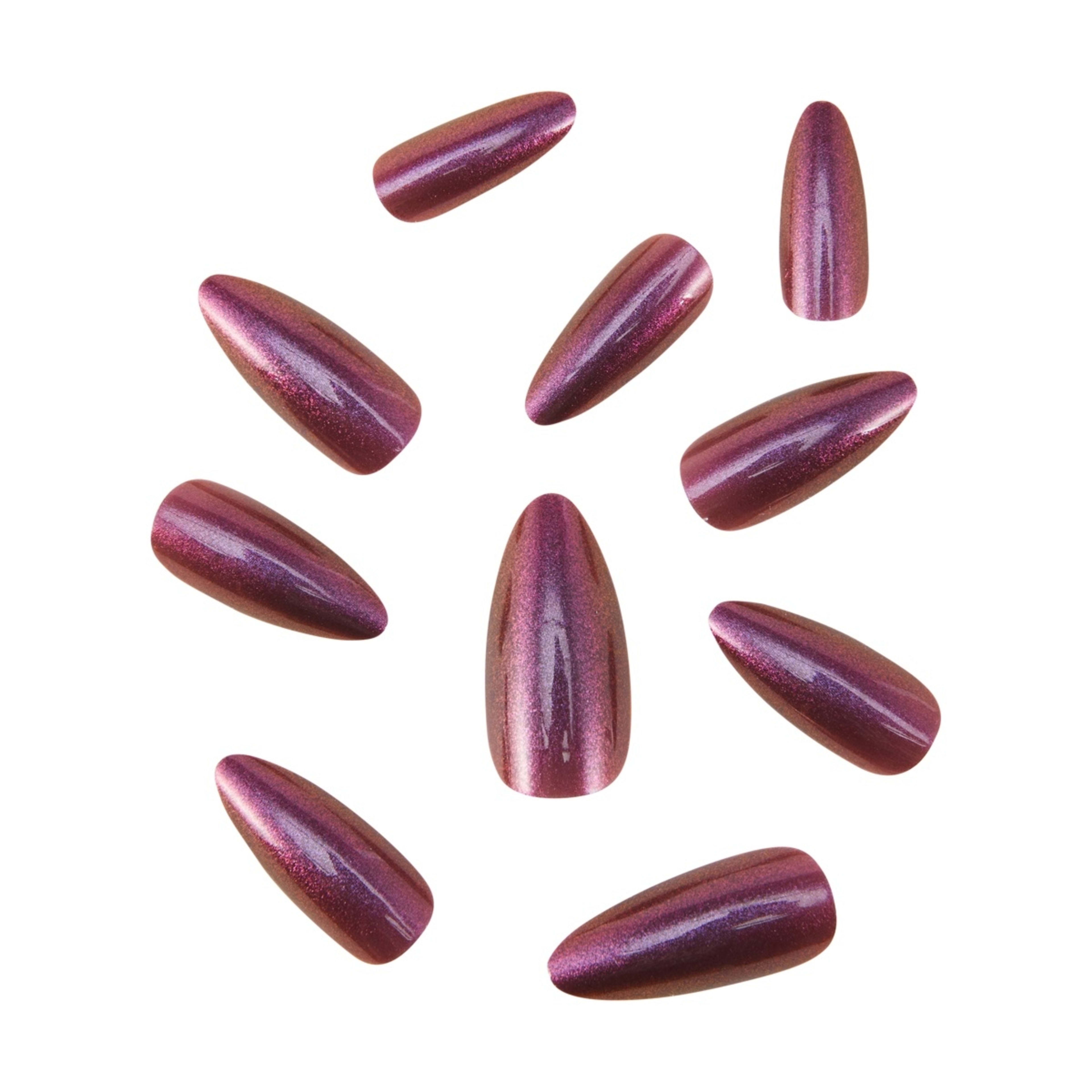 2 OXX Cosmetics 24 Pack Artificial Nails with Adhesive - Pointed Stiletto Shape, Cherry, 2 of 4