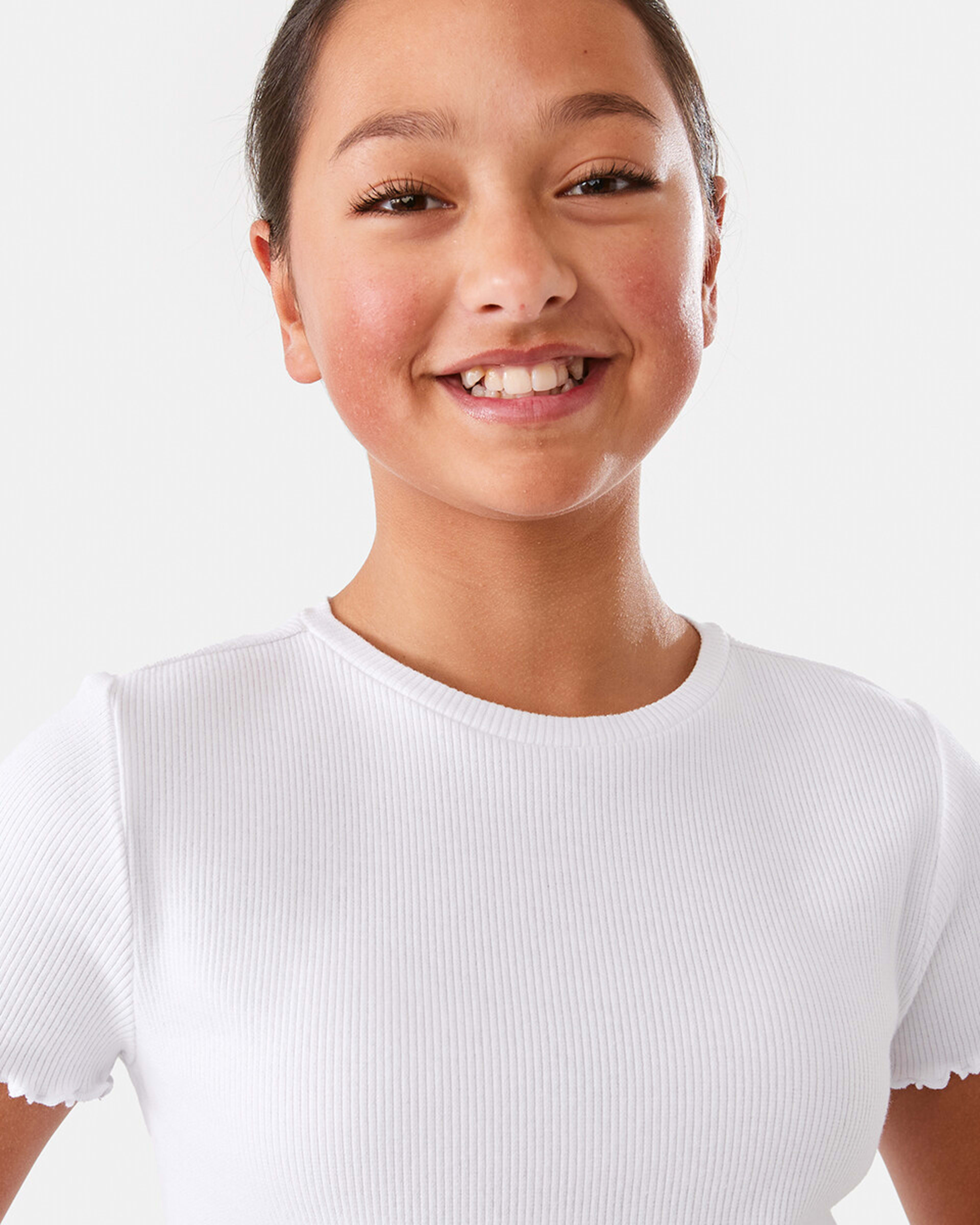 3 Short Sleeve Rib Top White, 3 of 10