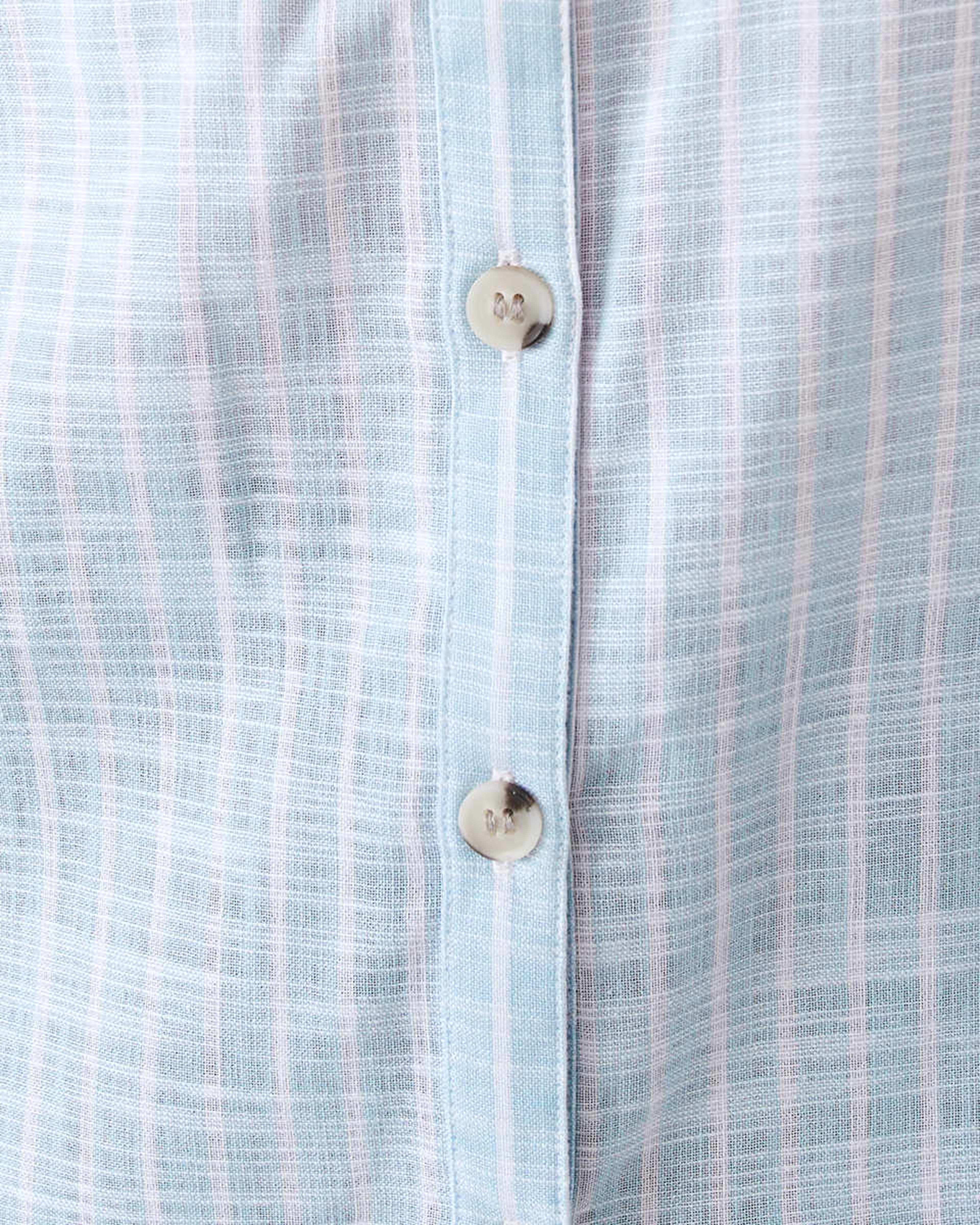 7 Rolled Sleeve Cotton Slub Shirt Bl/wh Strp, 7 of 9