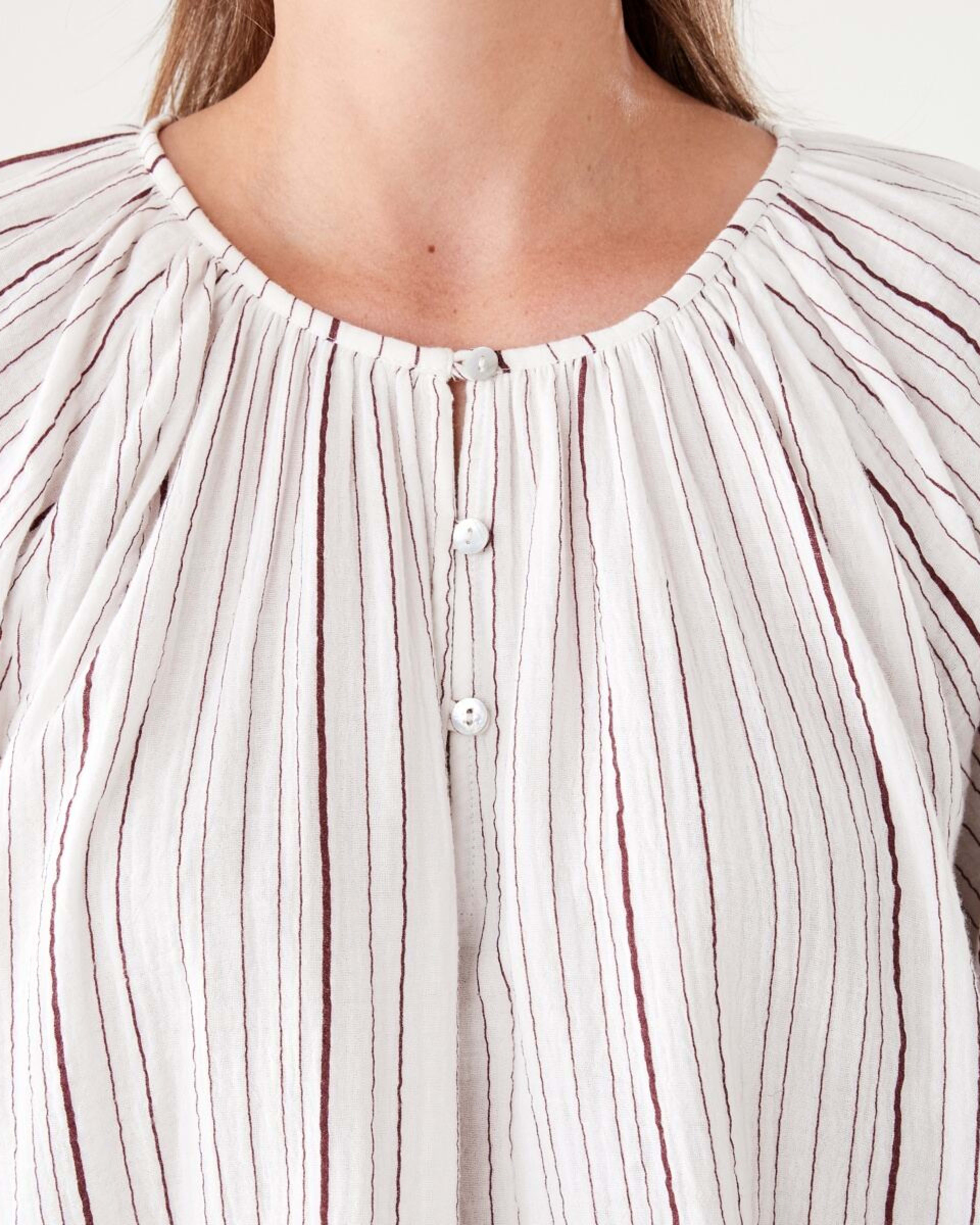 5 Long Sleeve Double Cloth Top VARIGATED STRIPE WHITE, 5 of 6
