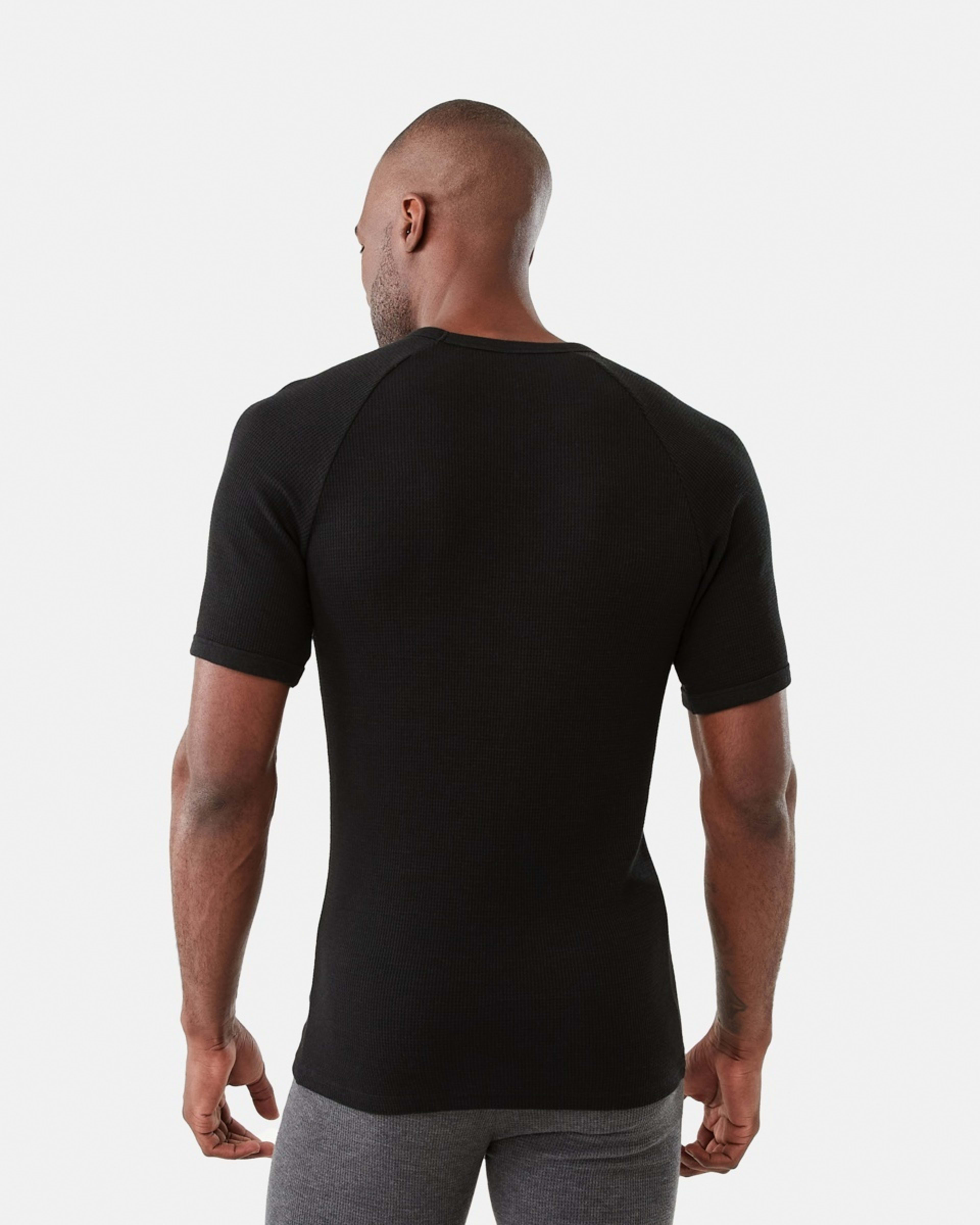 3 Short Sleeve Mini Waffle Thermal Top Black, 3 of 5
