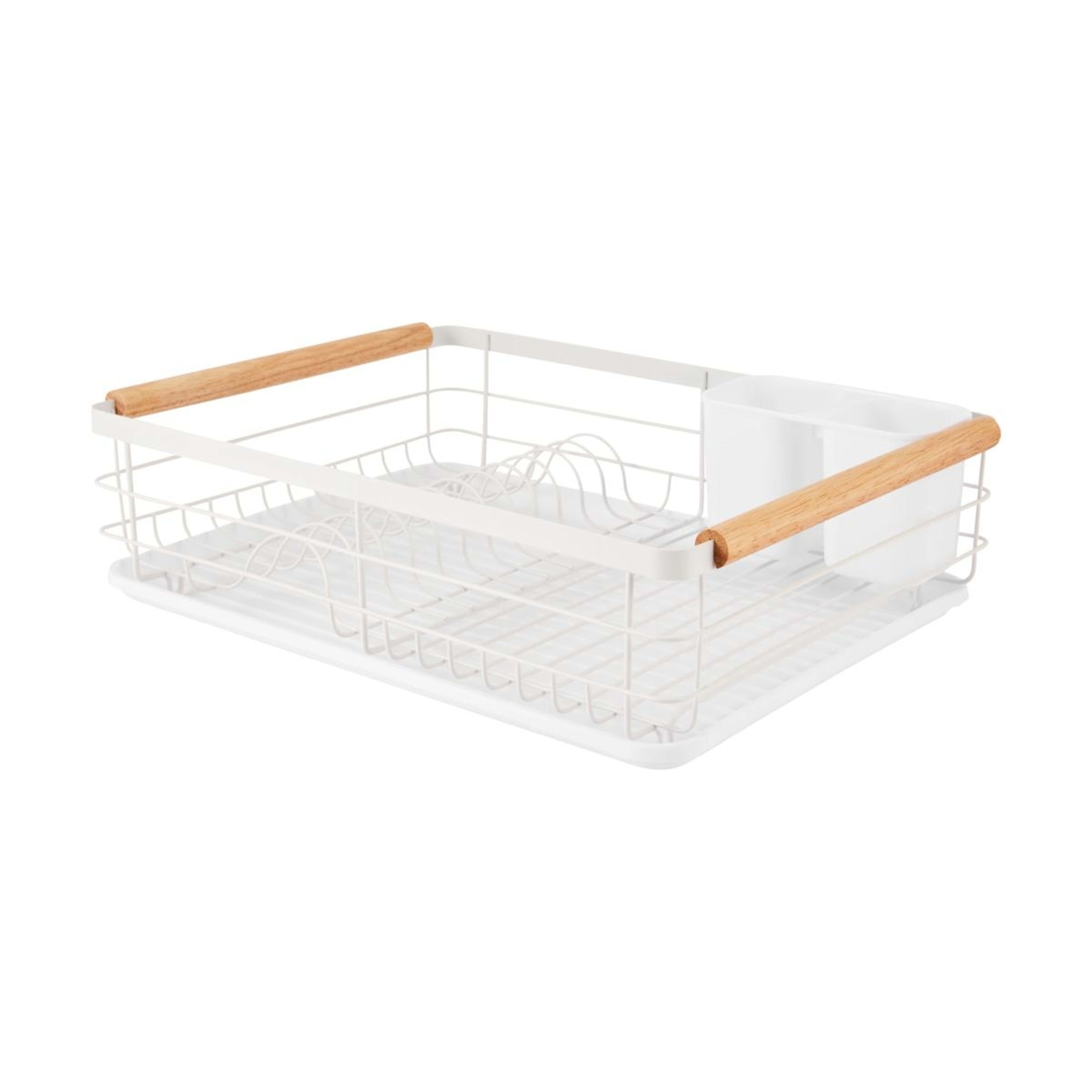 1 White Wooden Handle Dish Rack, 1 of 6