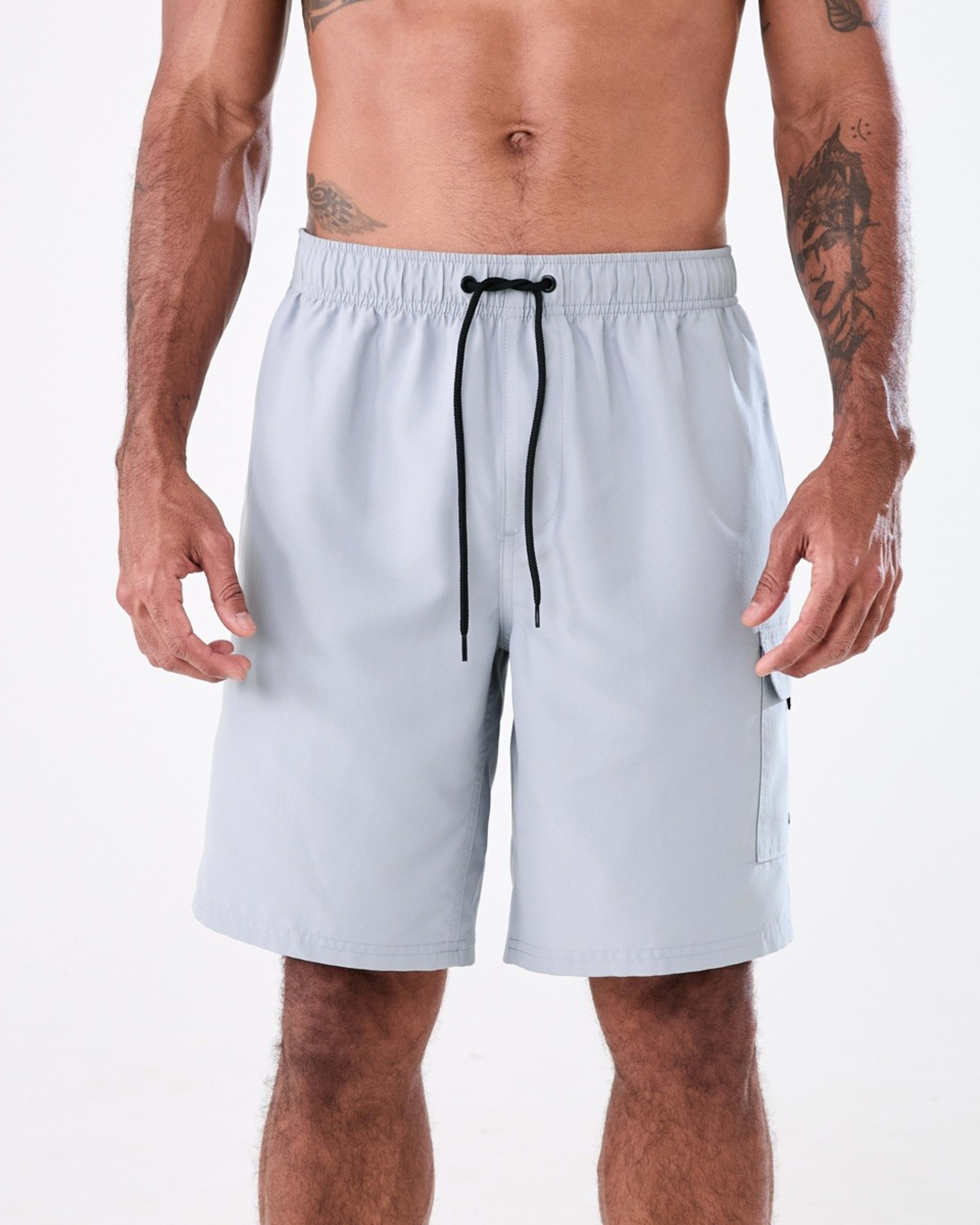 1 Elastic Waist Regular Cargo Boardshorts RAINDROPS GREY