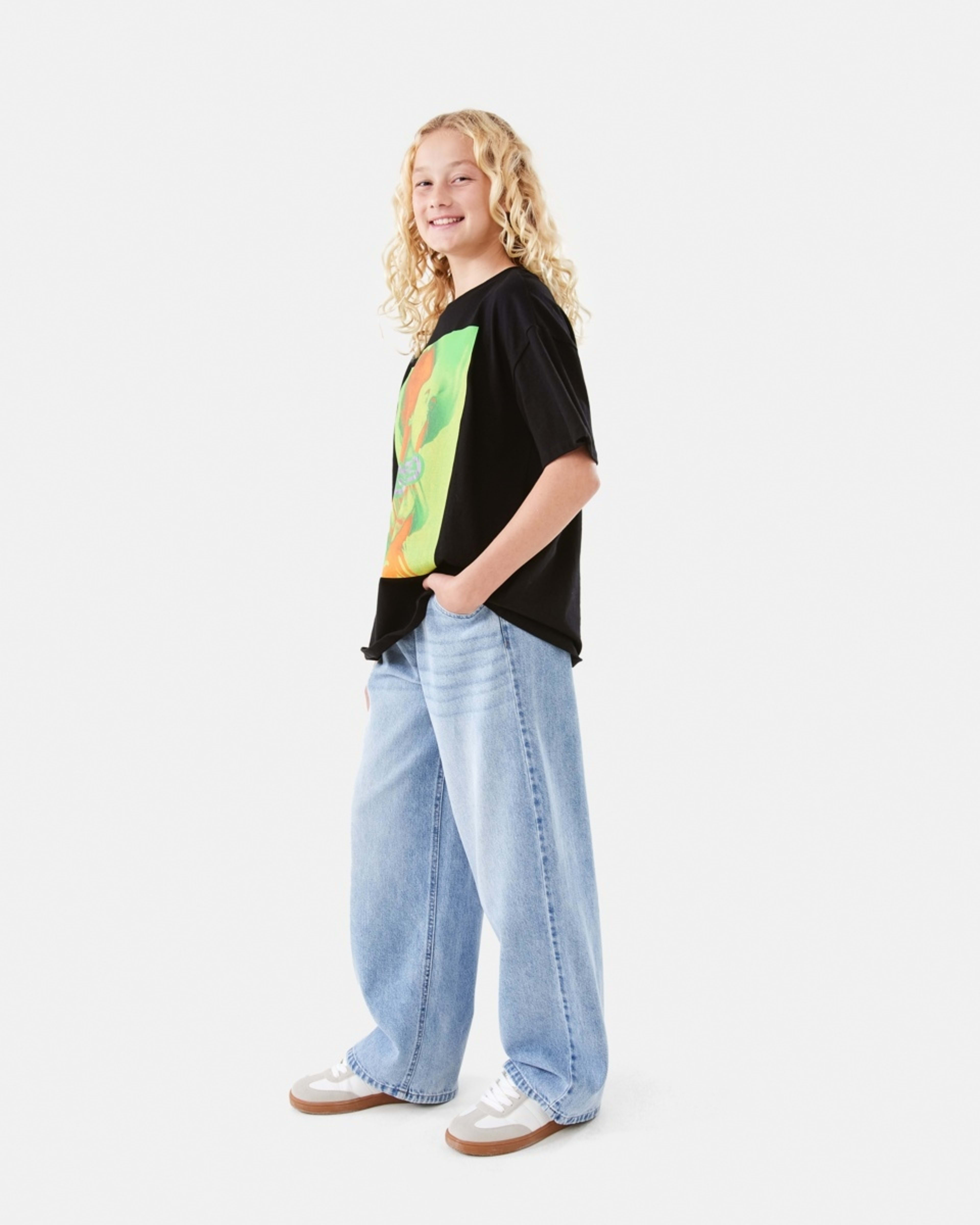 3 Wide Leg Elastic Jeans MID DENIM WASH, 3 of 6