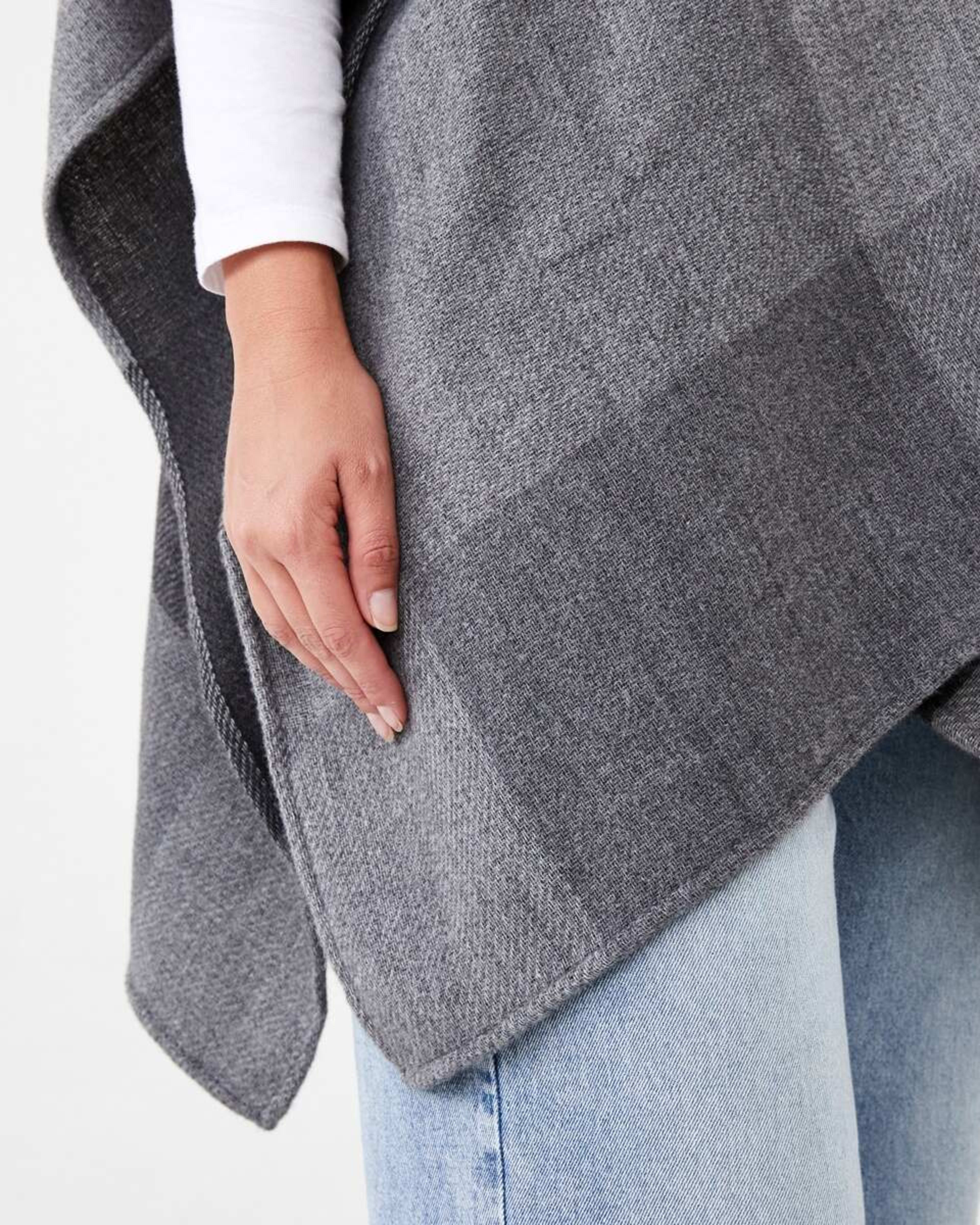 5 Wrap Scarf Stripe Check Lead Grey, 5 of 5