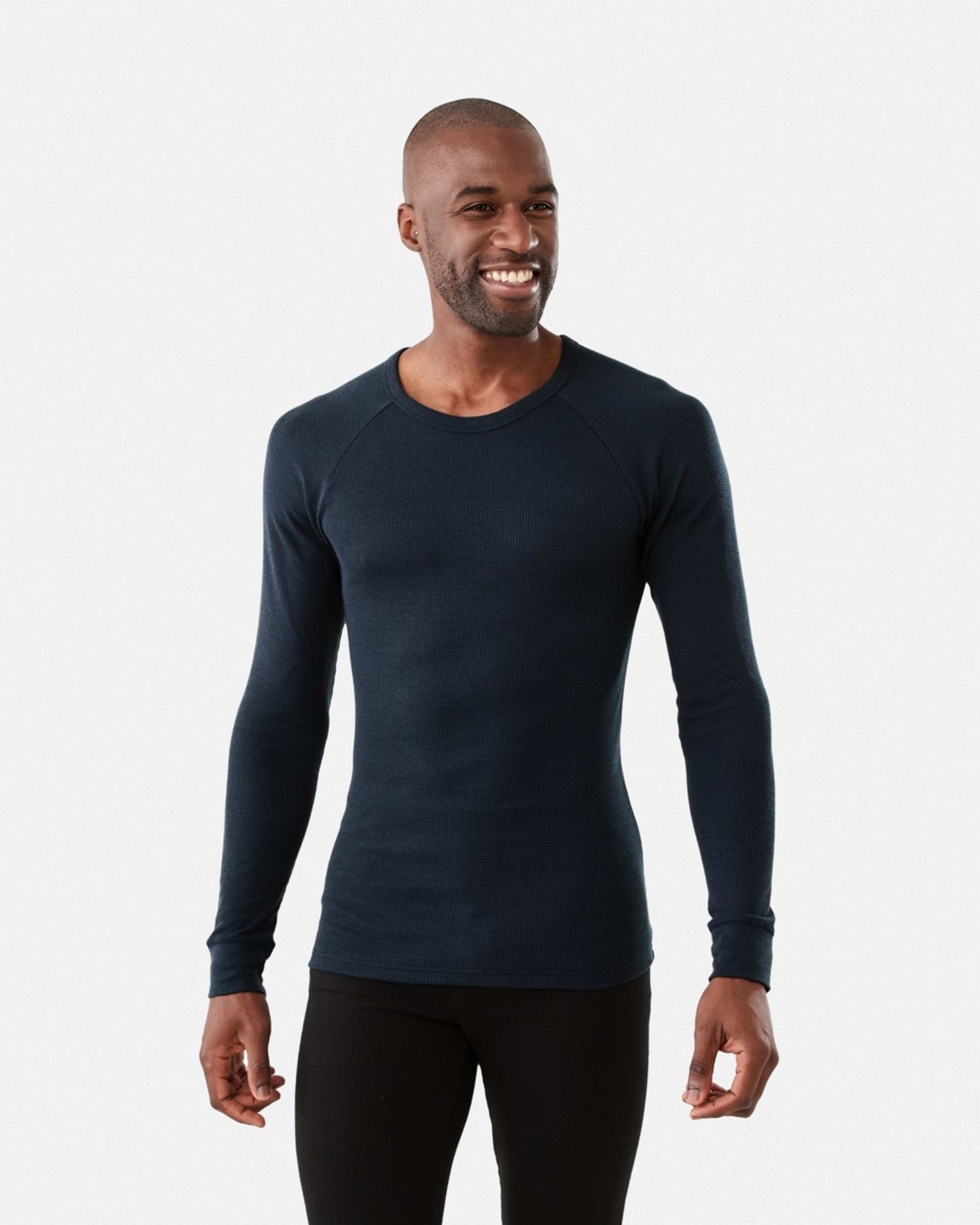 1 Long Sleeve Mini Waffle Thermal Top Blue Nights