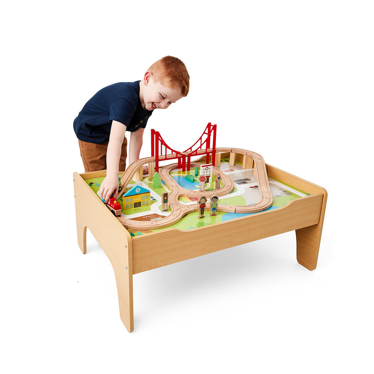 Wooden Train Table with Storage