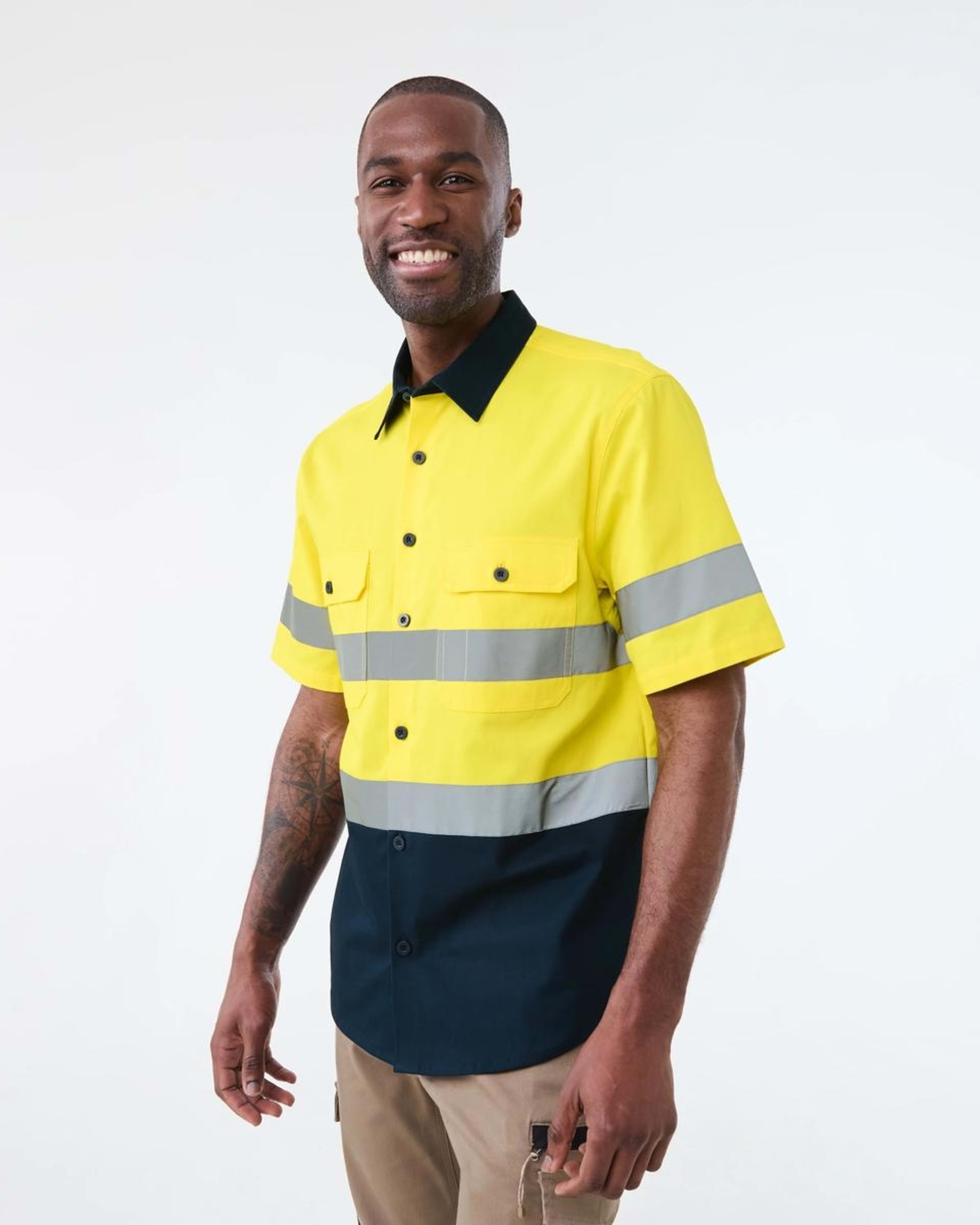 2 Workwear Hi-Visibility Long Sleeve Reflective Shirt SAFETY YELLOW, 2 of 5