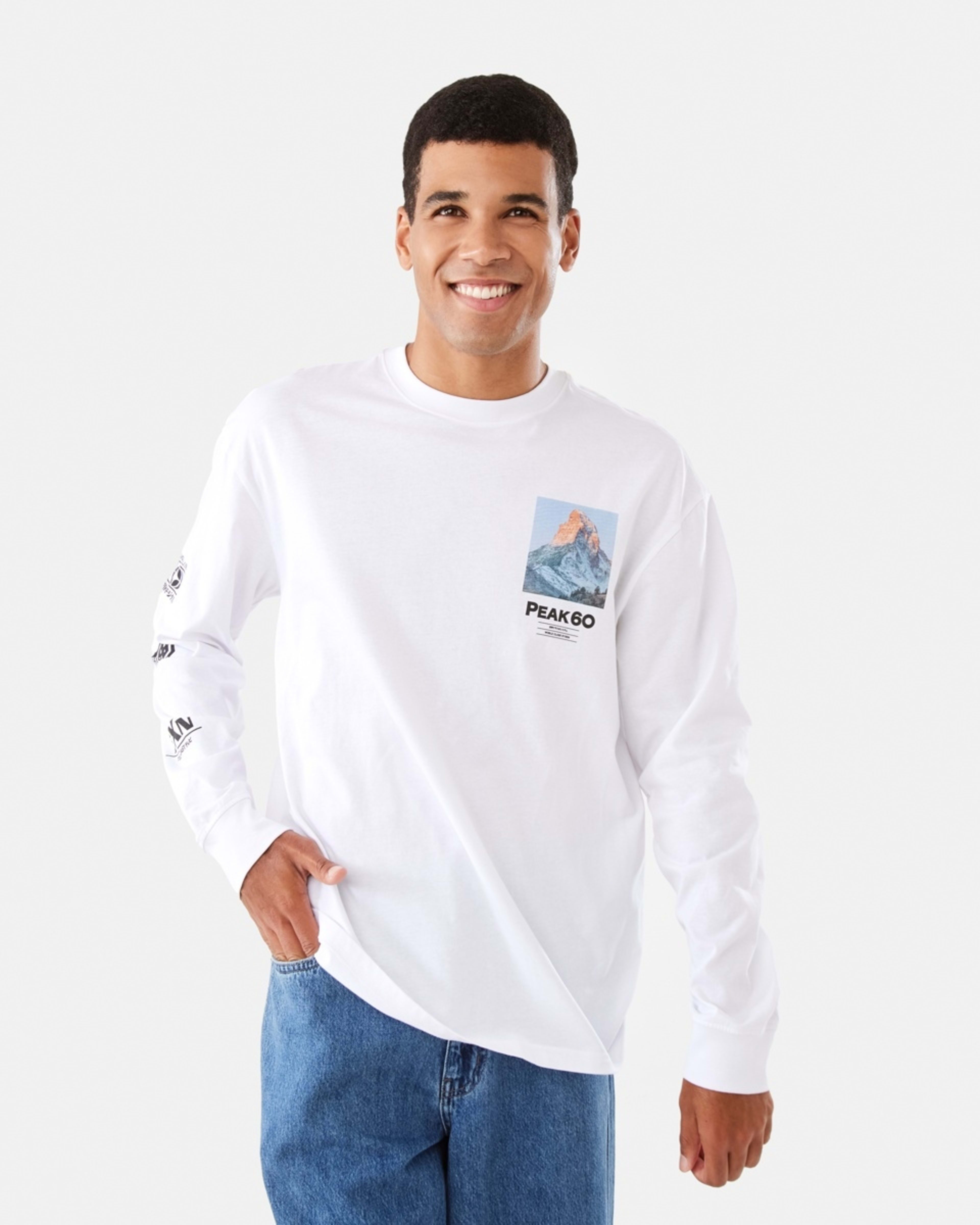 1 Long Sleeve Oversized Graphic T-shirt White
