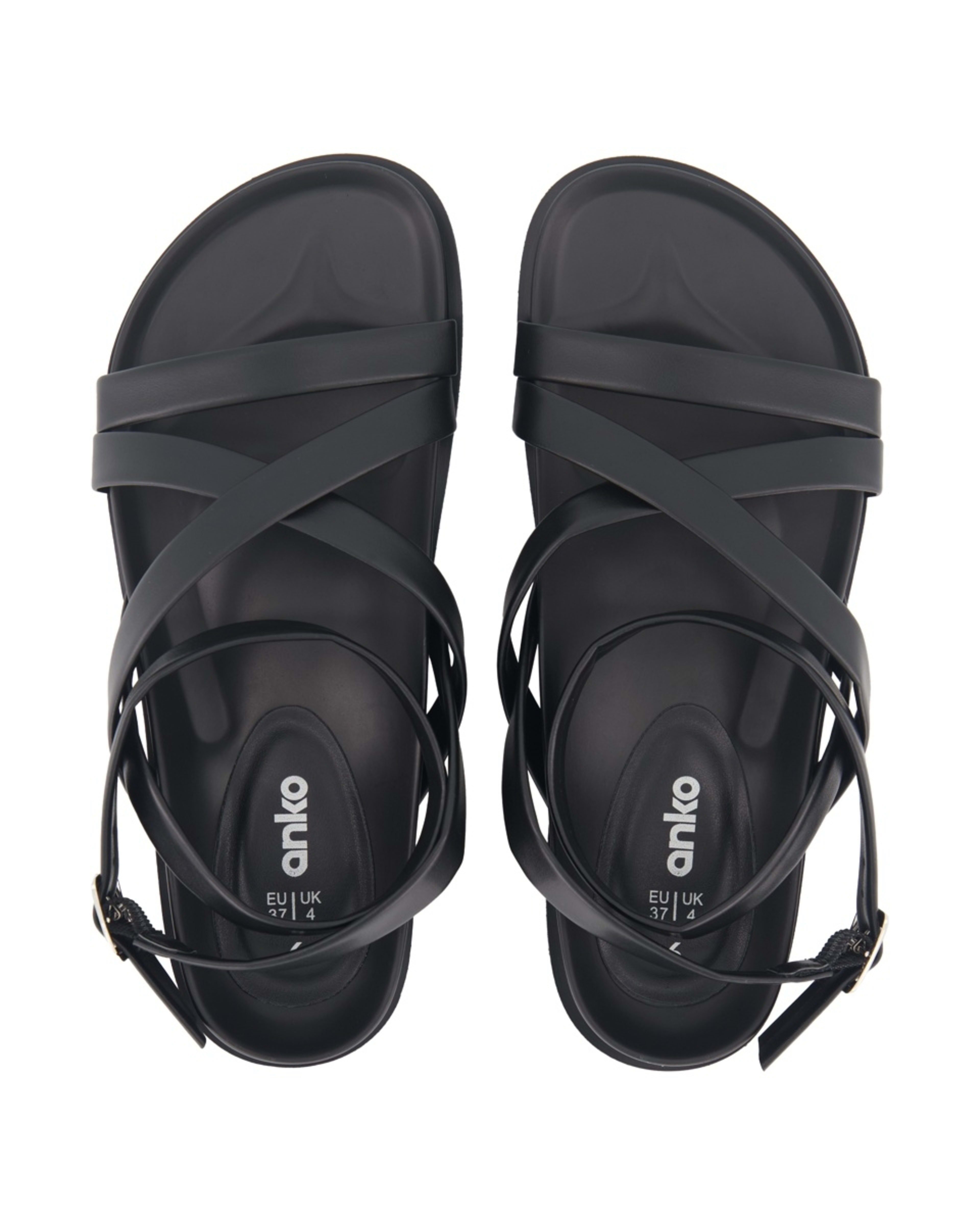 3 Gladiator Footbed Sandals Black, 3 of 5