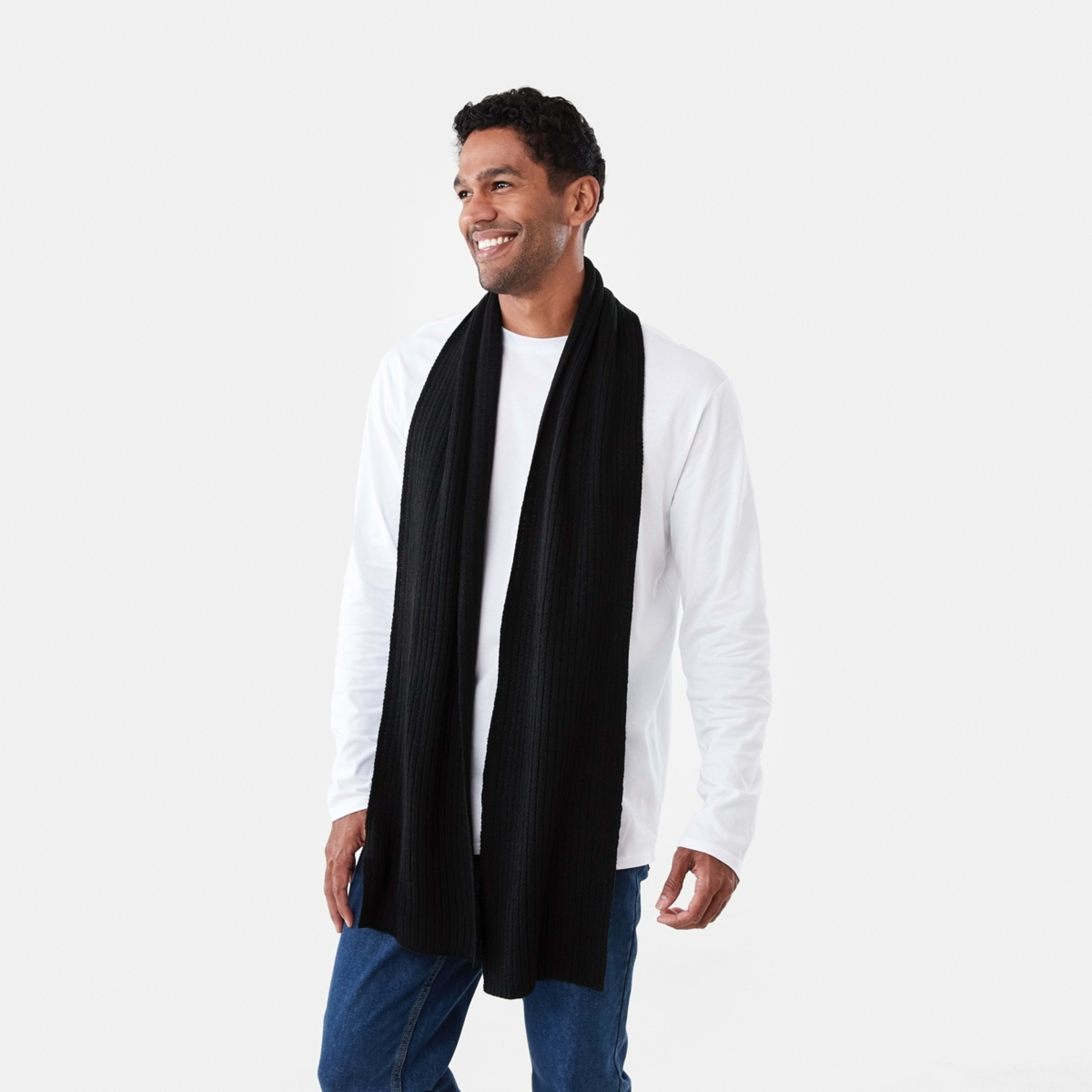 3 Rib Scarf Black, 3 of 3