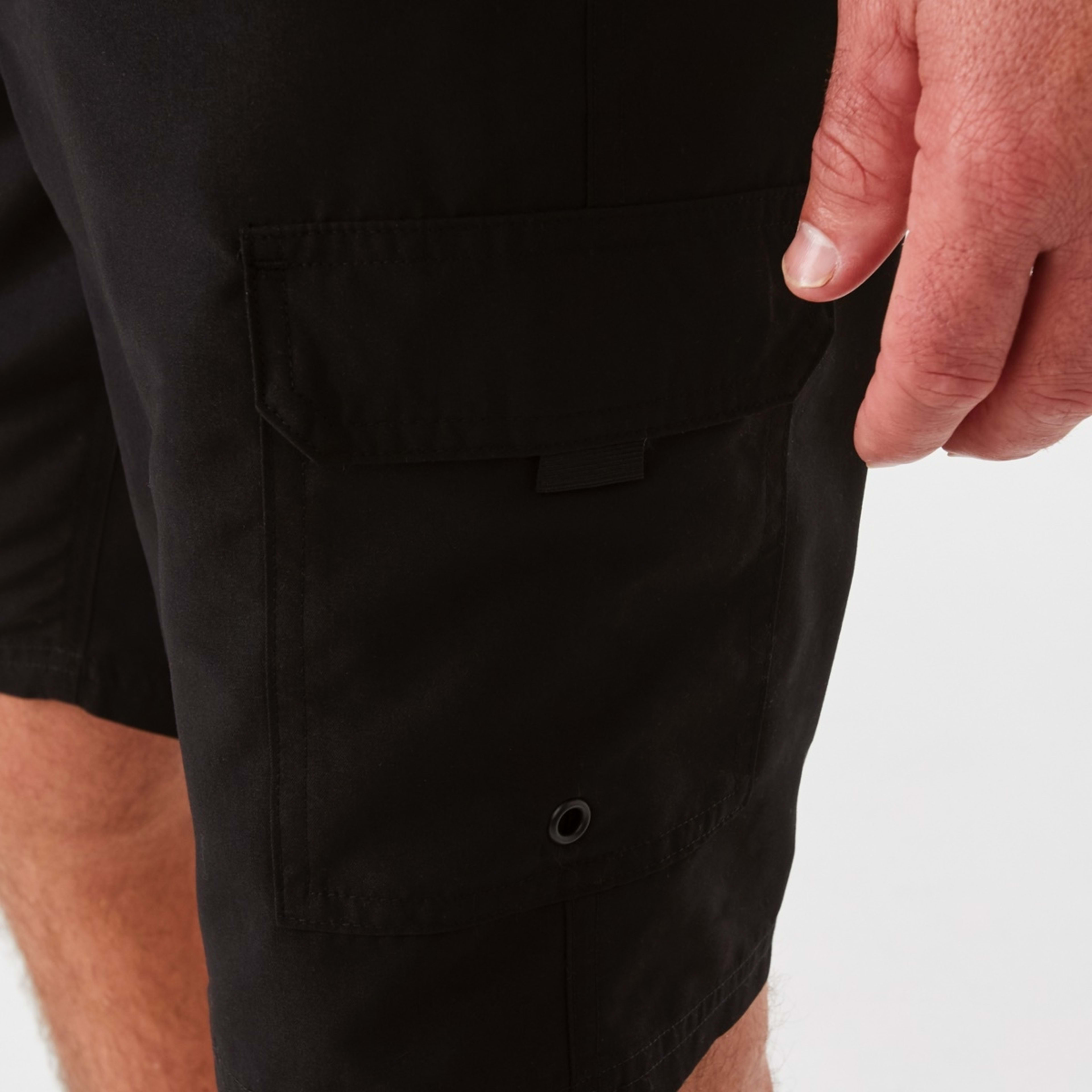 6 Elastic Waist Regular Cargo Boardshorts Black, 6 of 7