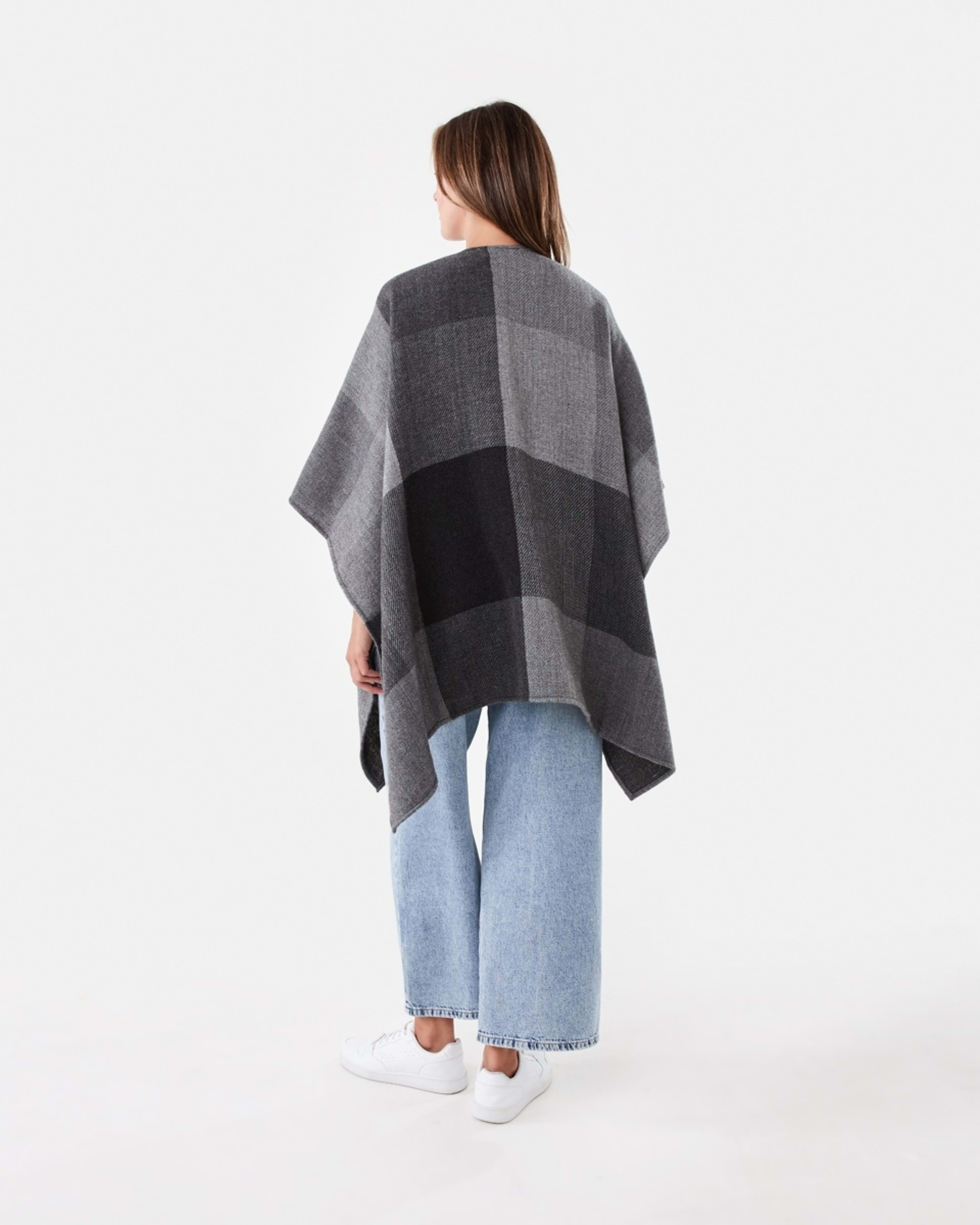 3 Wrap Scarf Stripe Check Lead Grey, 3 of 5