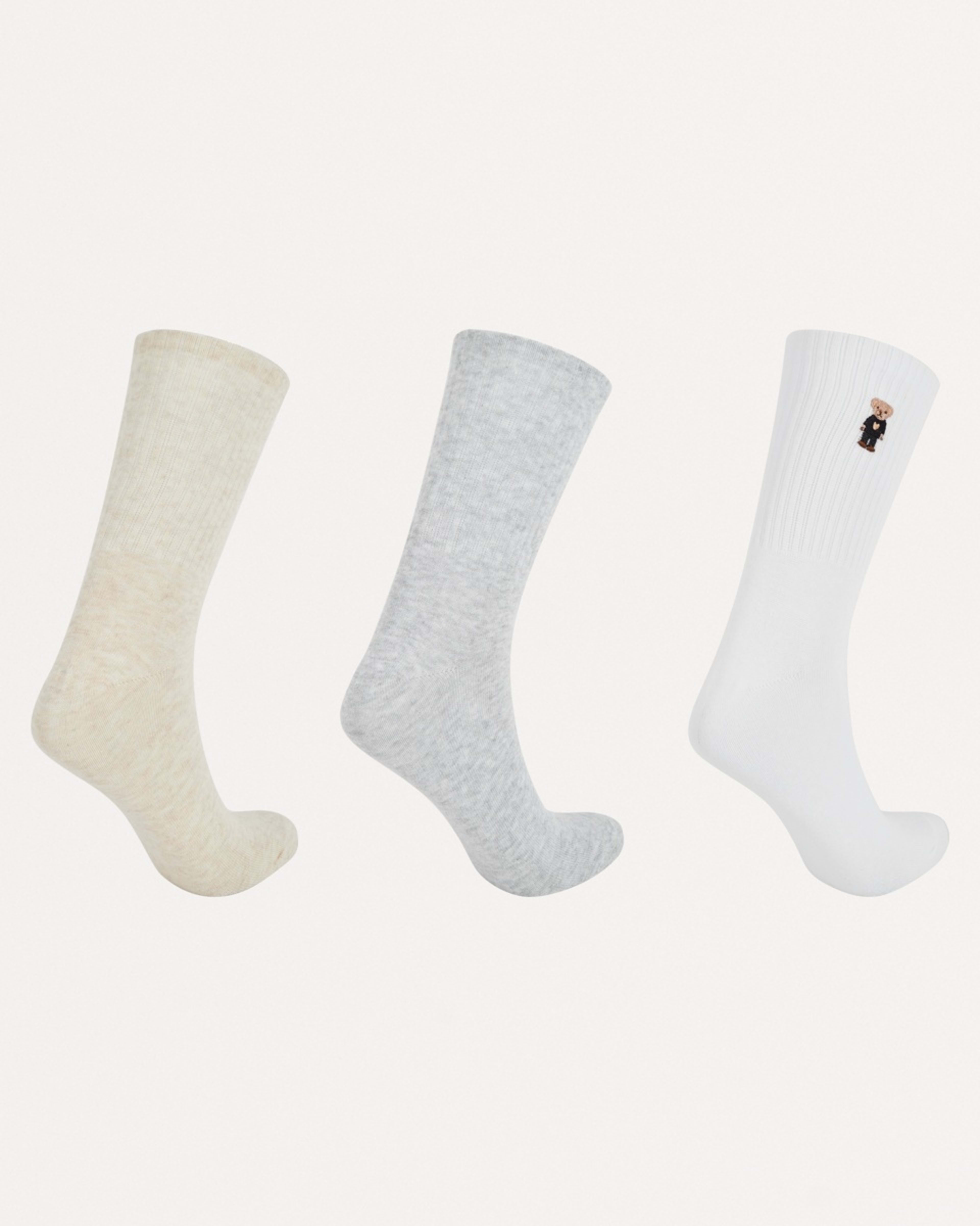 1 3 Pack Rib Quarter Crew Socks TEDDY RIB MULTI PACK SOCK, 1 of 3