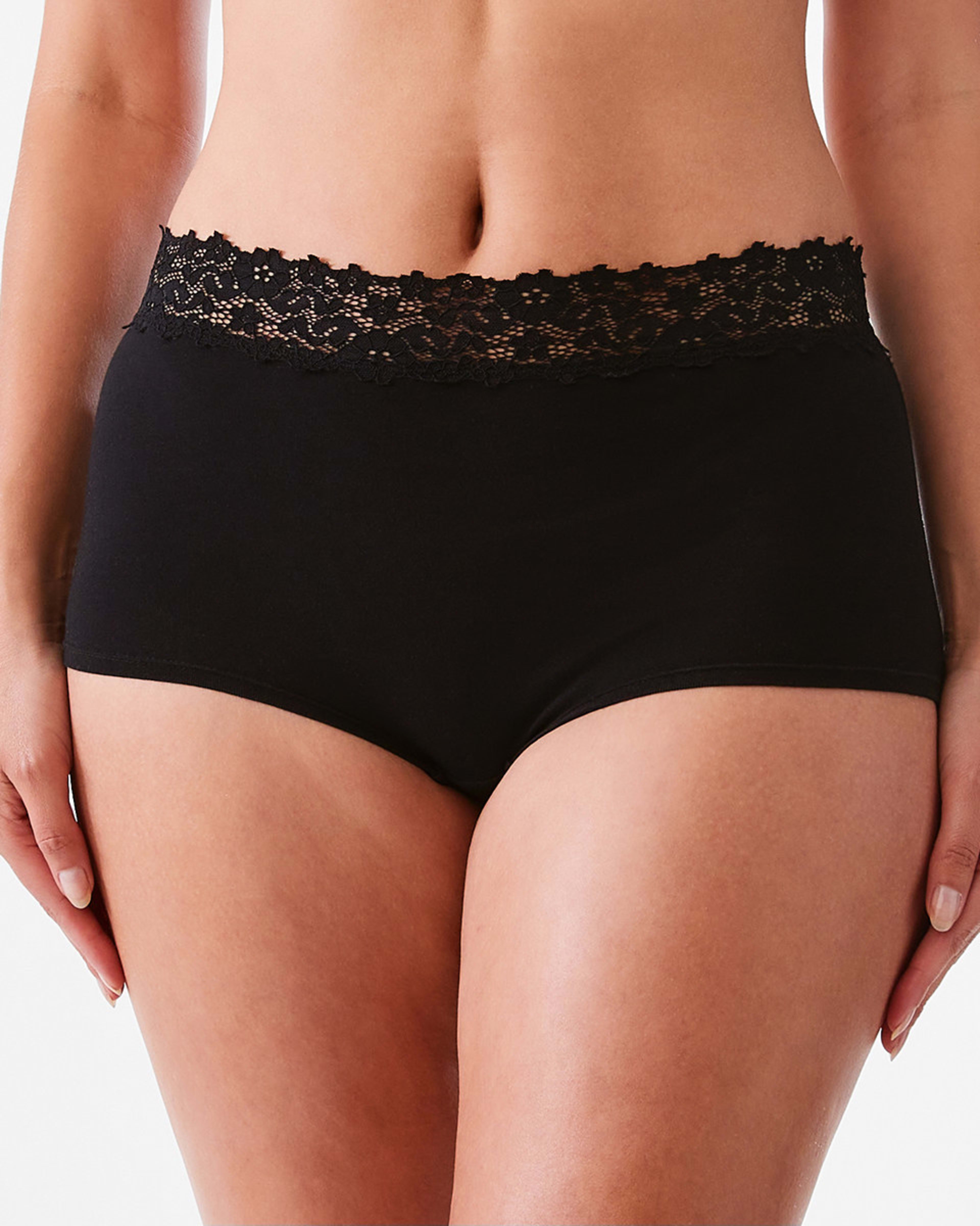 3 3 Pack Cotton Lace Boyleg Briefs Bk Sc Lf, 3 of 8
