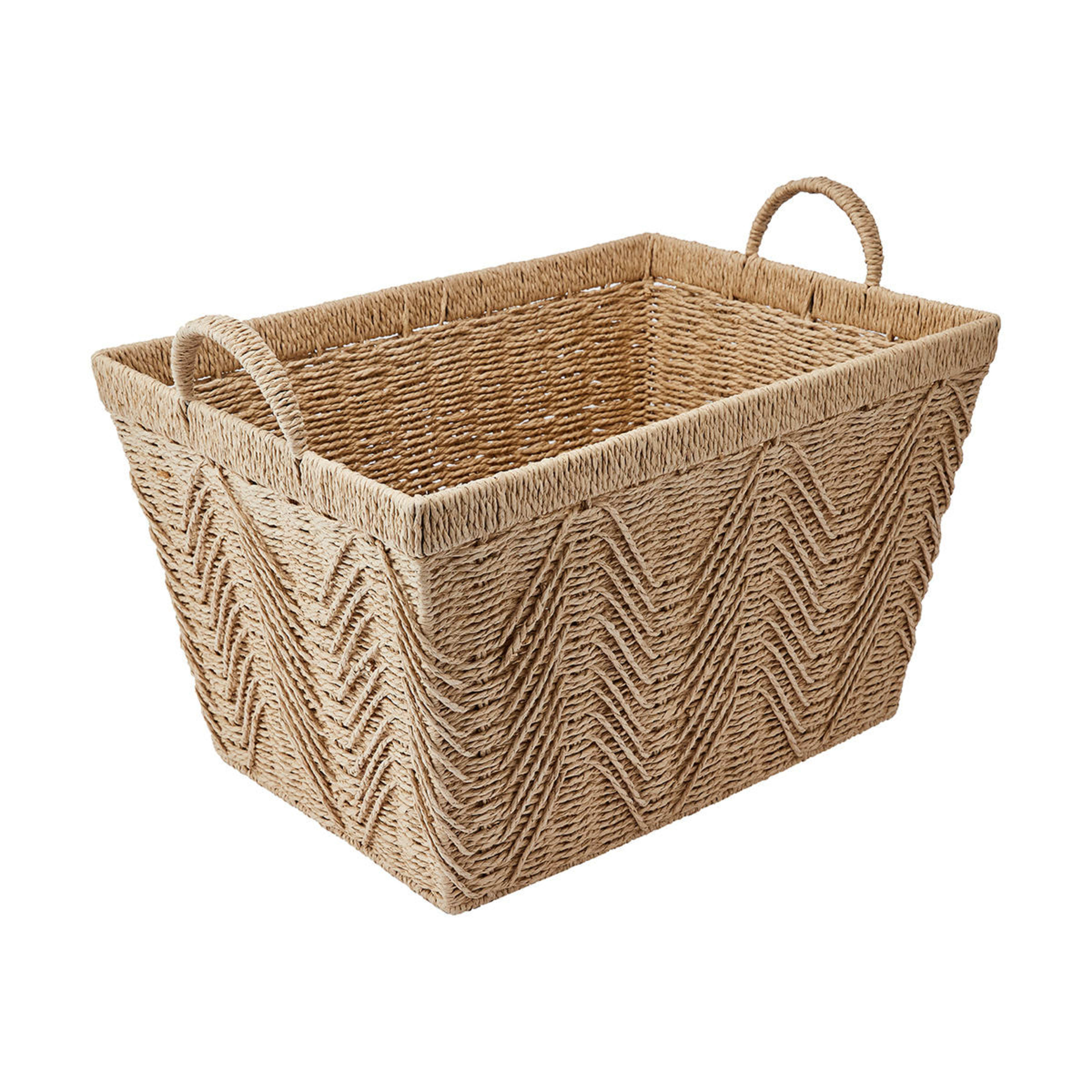 1 Rectangle Herringbone Paper Rope Basket - Natural