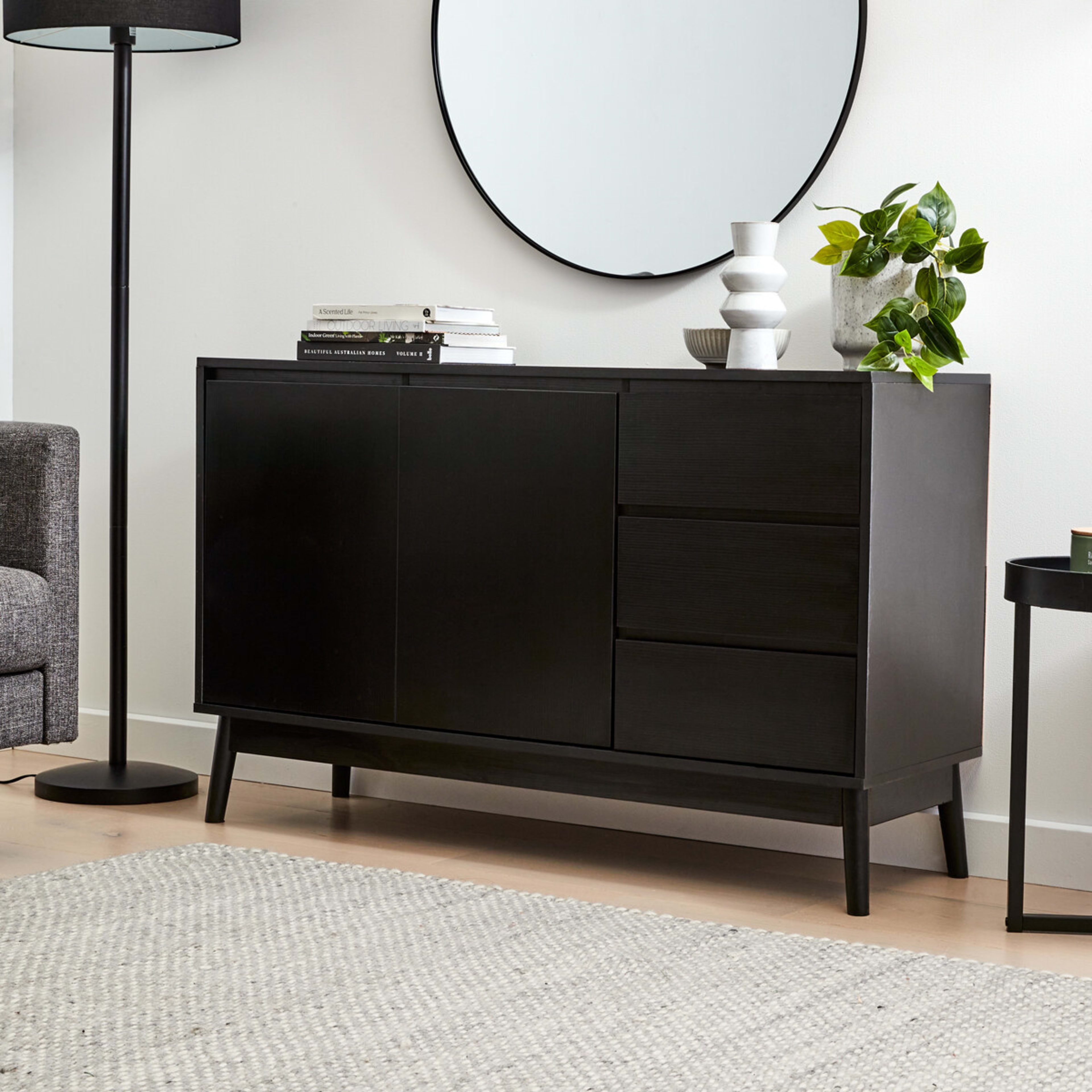 3 Thorne Buffet Unit with  Adjustable Shelves - Black, 3 of 10