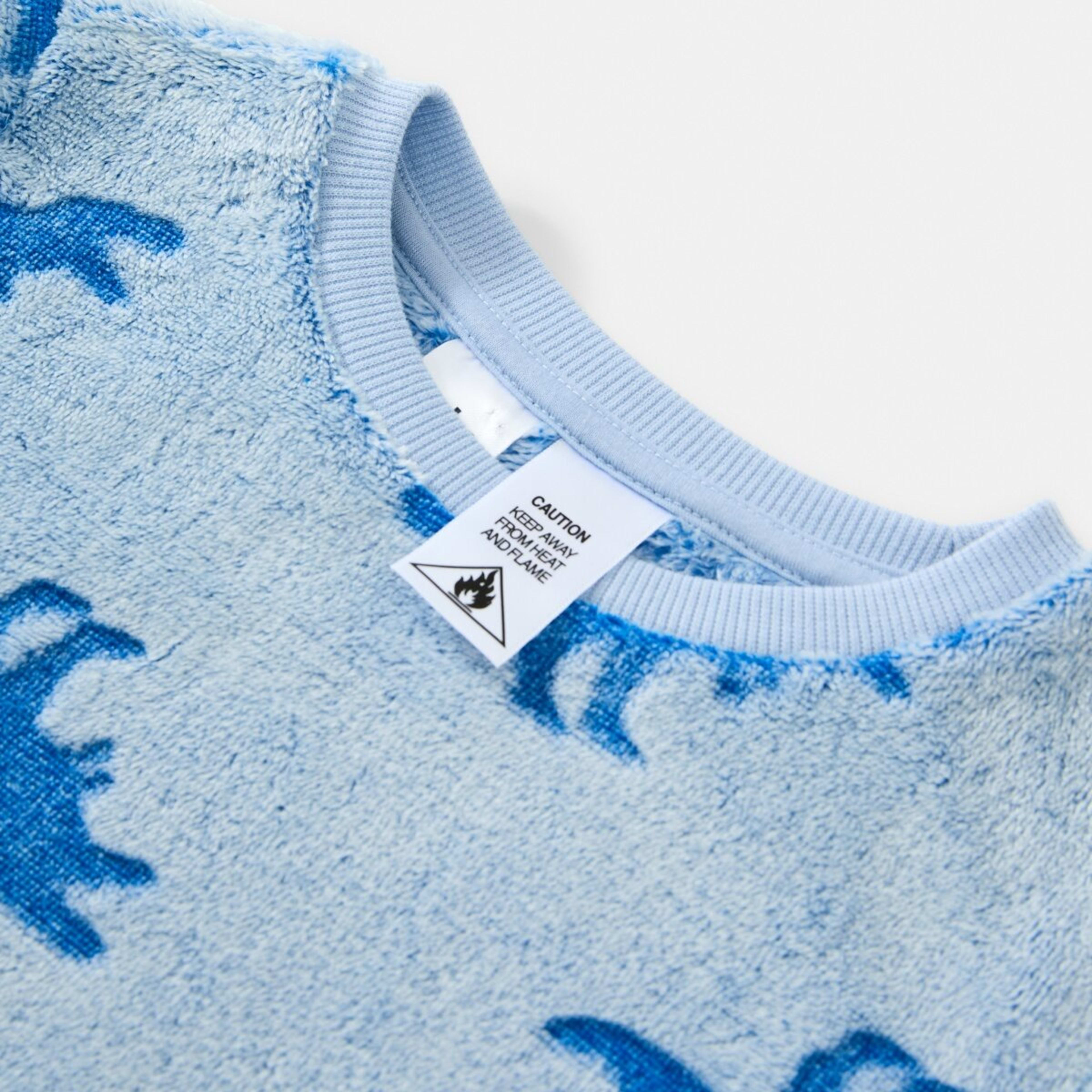 8 Fluffy Pyjama Set Blue Dinos, 8 of 9