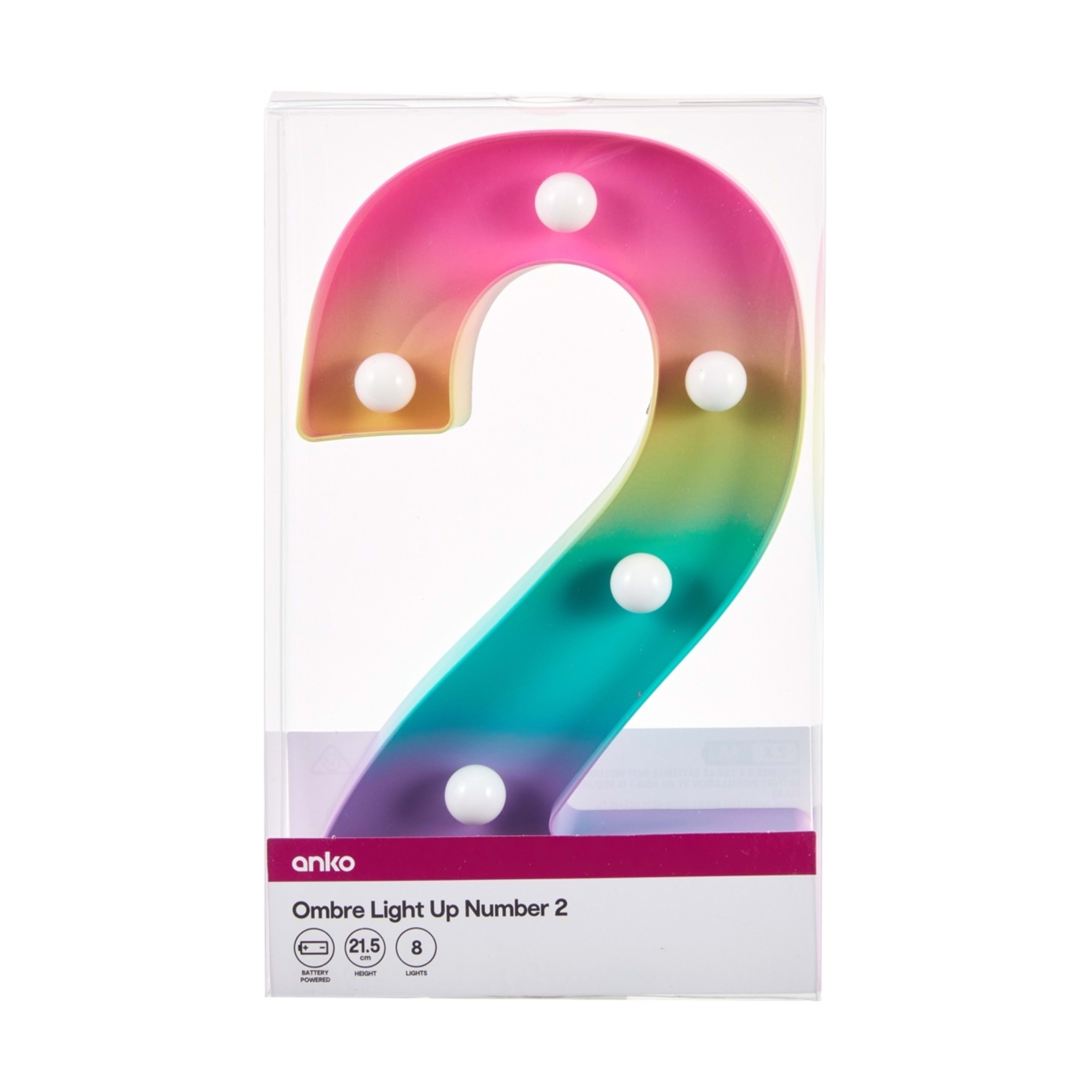 4 Ombre Light Up Number - 2, 4 of 5