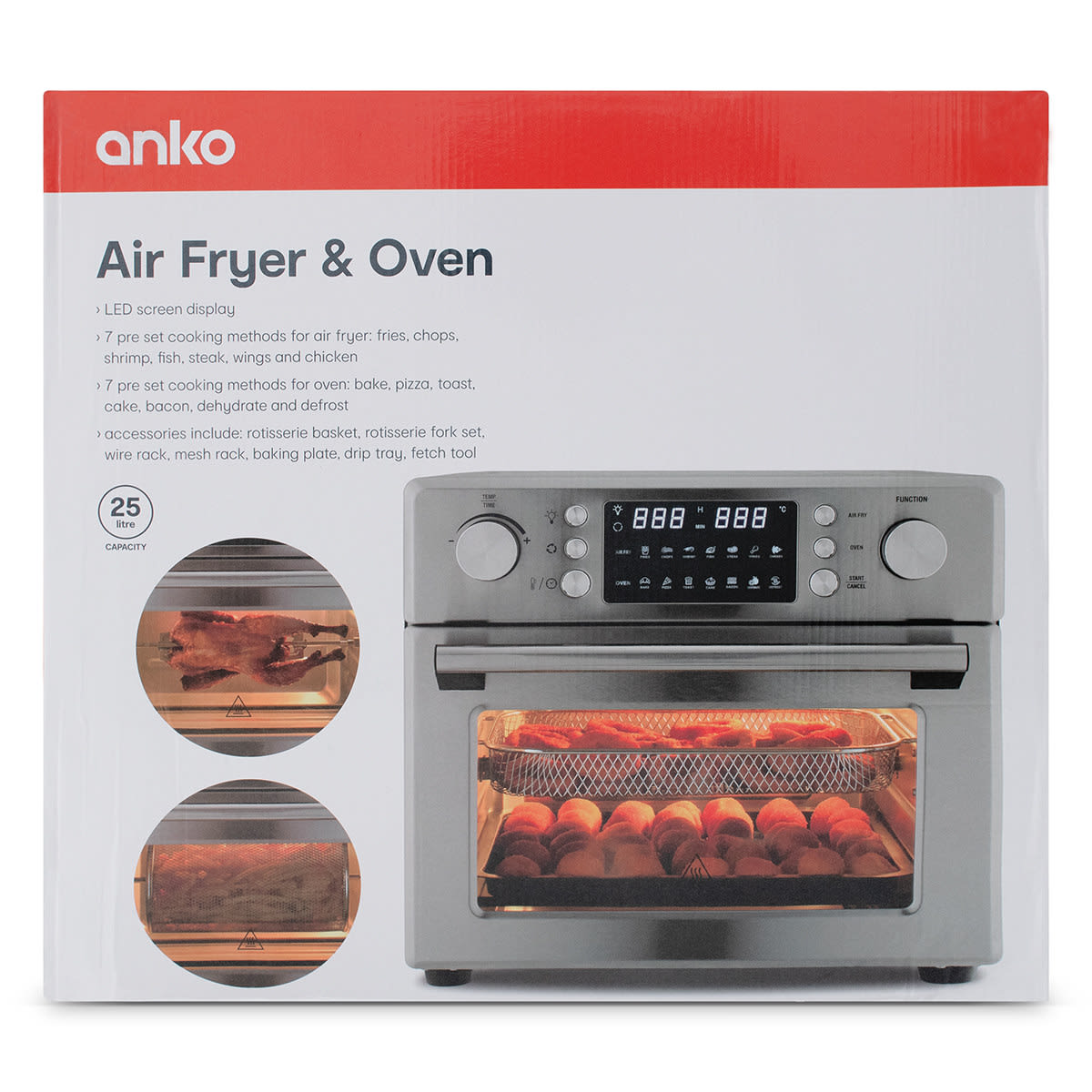 25L Air Fryer and Oven Silver Kmart