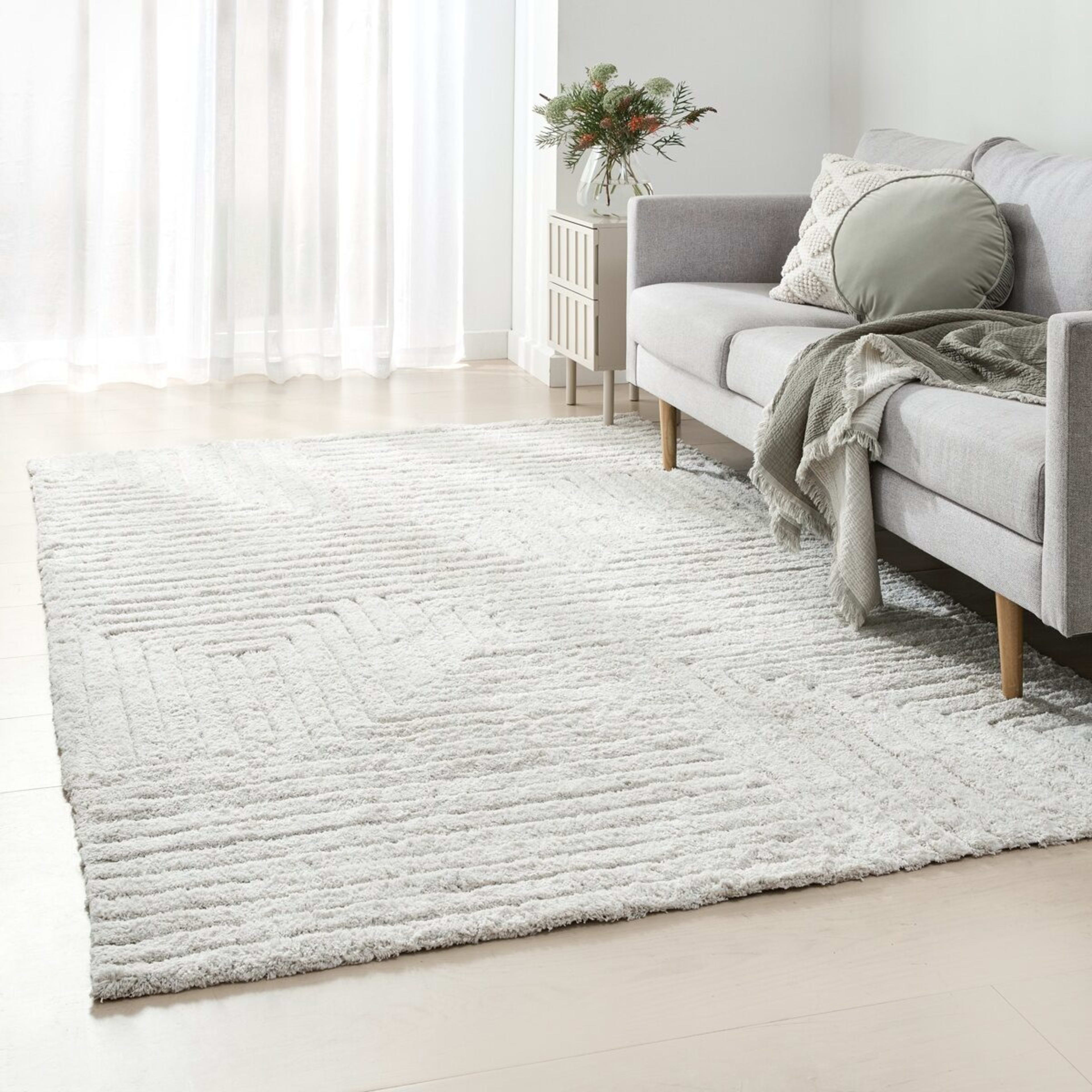 1 Linear Wool Rug - White, Large - 235cm x 160cm, 1 of 7