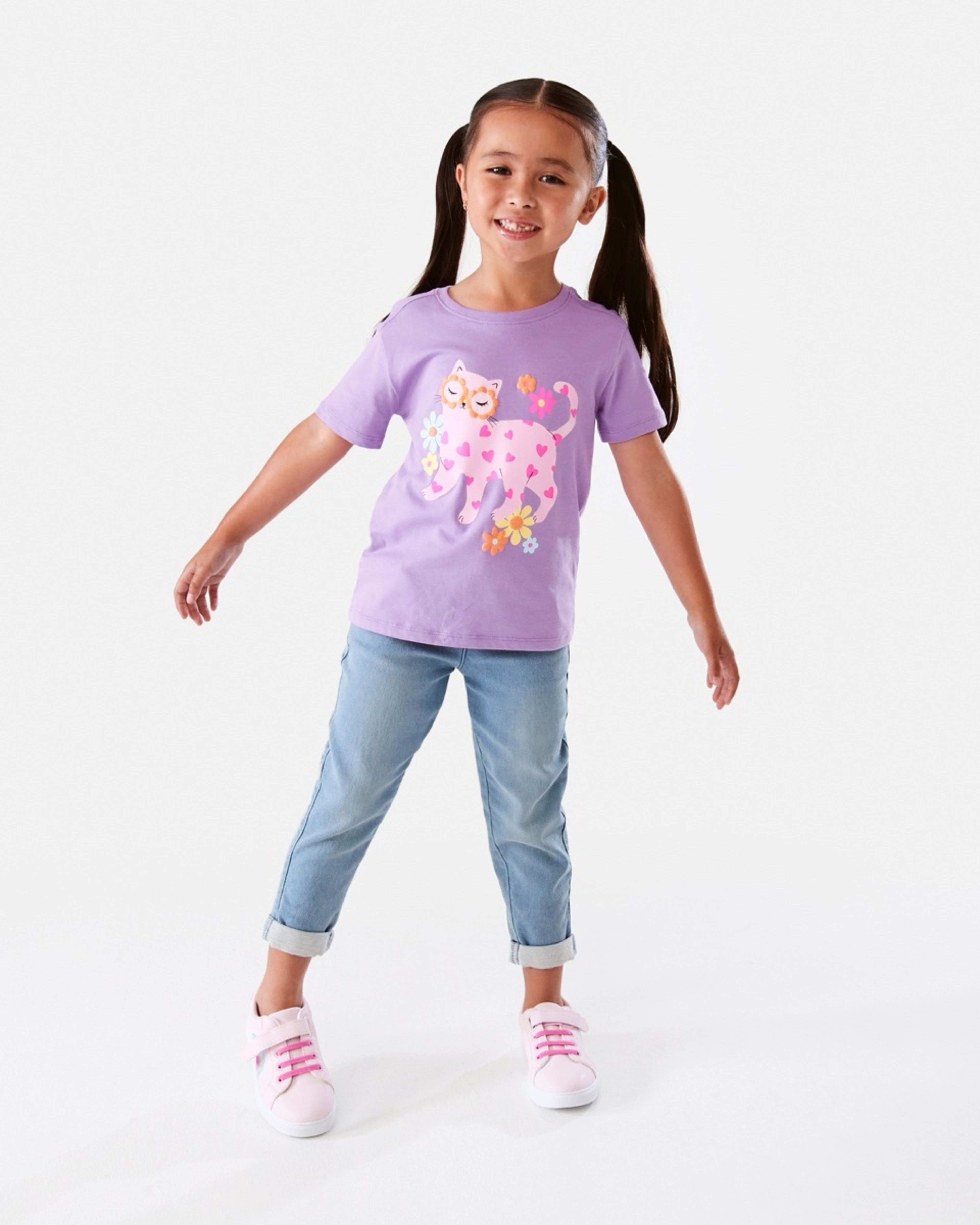5 Short Sleeve Placement Print T-shirt Prpl Cat, 5 of 8