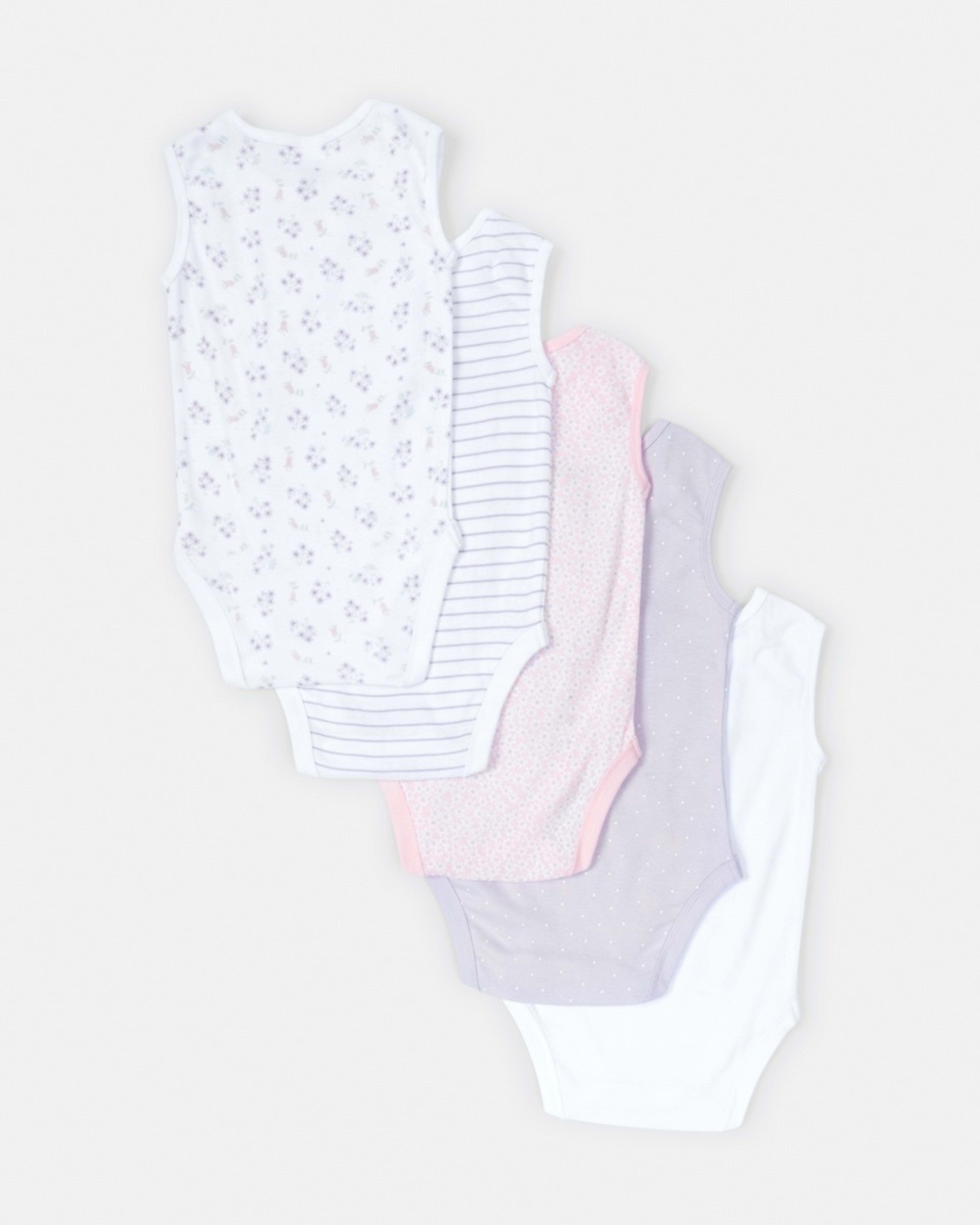 2 5 Pack Sleeveless Bodysuits Floral, 2 of 10