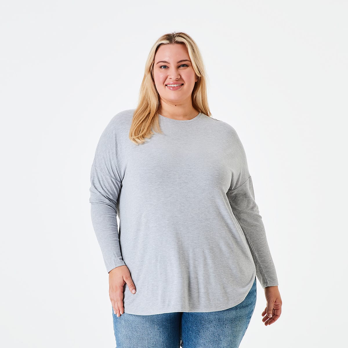 Curve Long Sleeve Textured Tunic - Kmart