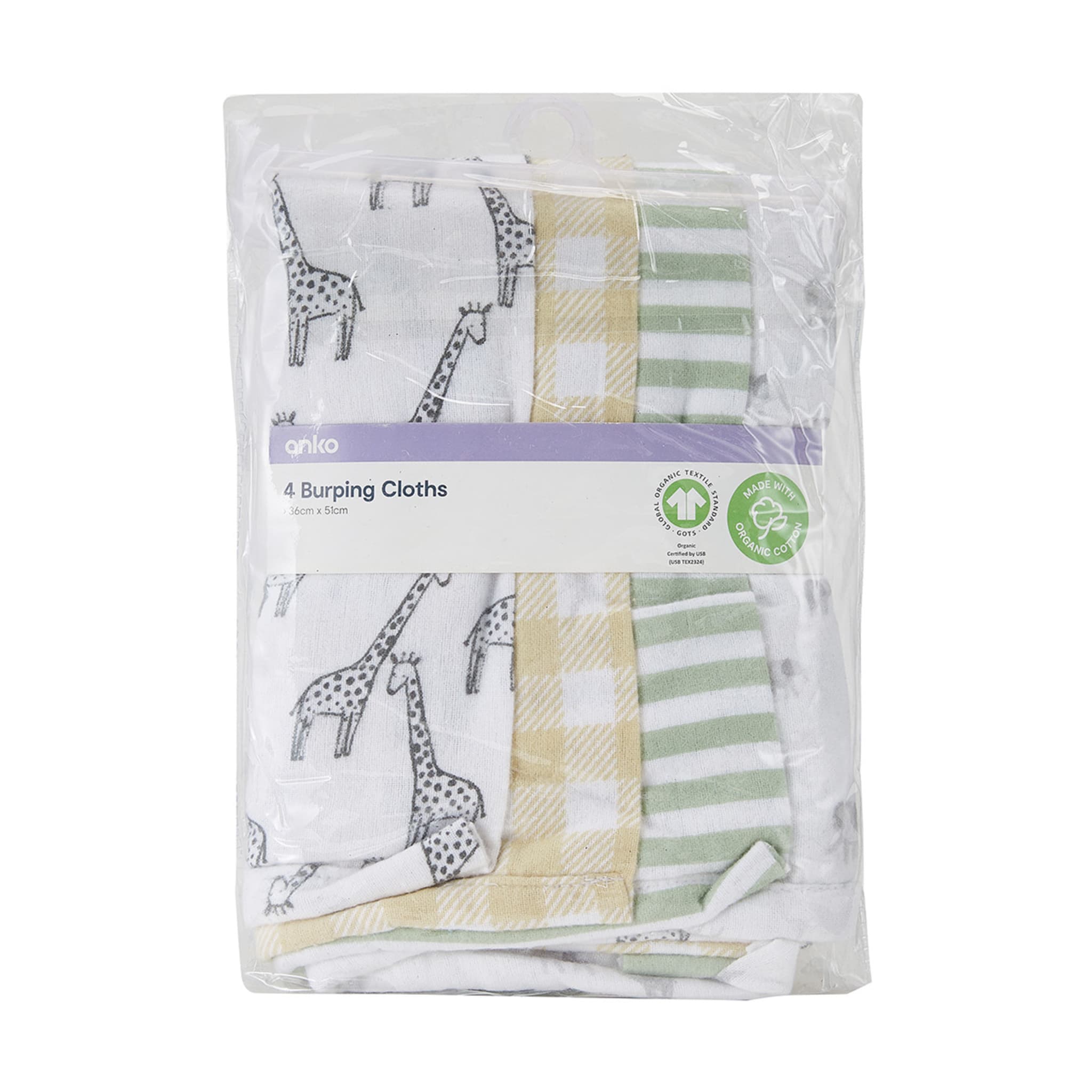 4 Pack Organic Cotton Burping Cloths Kmart