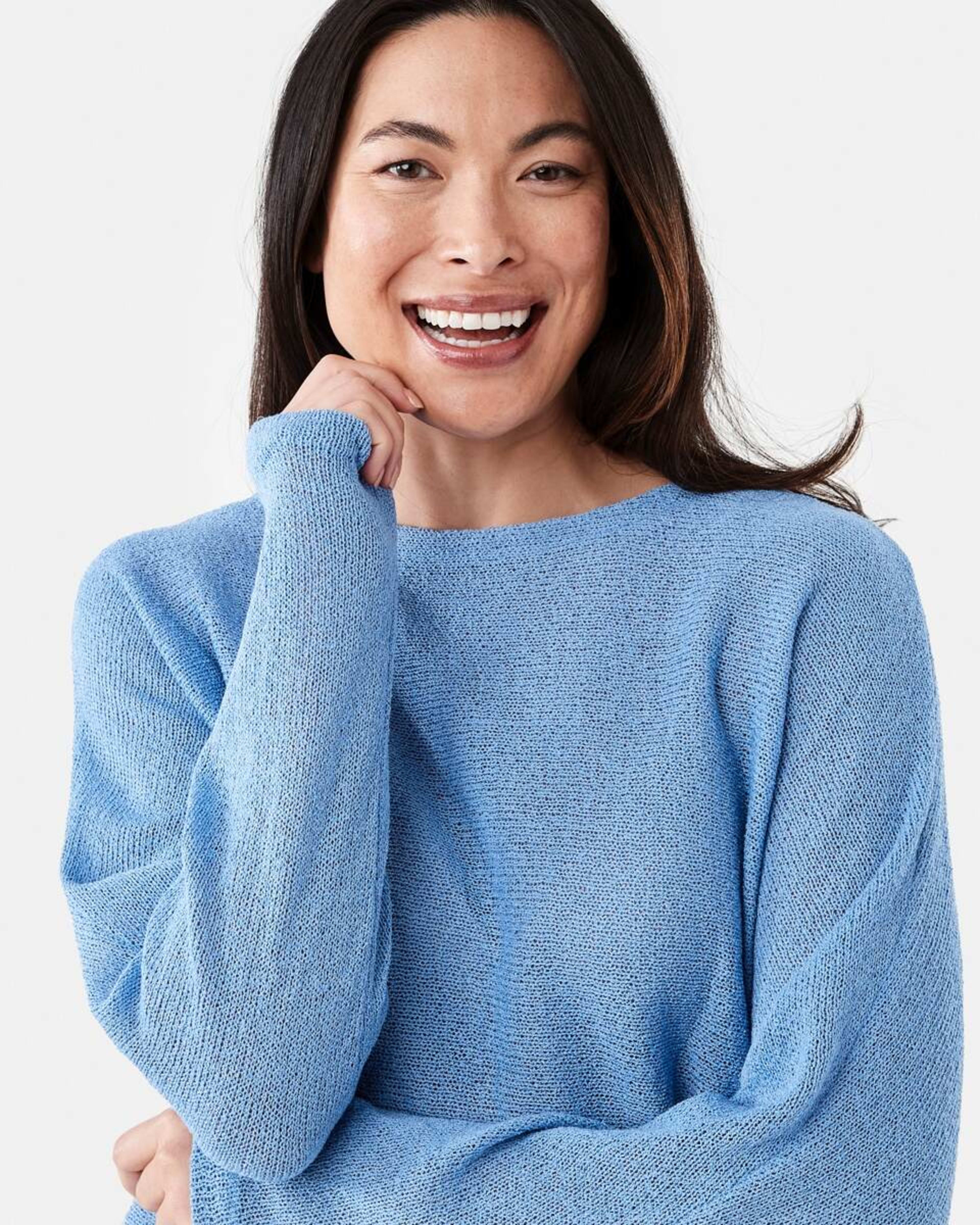 4 Open Knit Batwing Sleeve Jumper Cornflower, 4 of 5