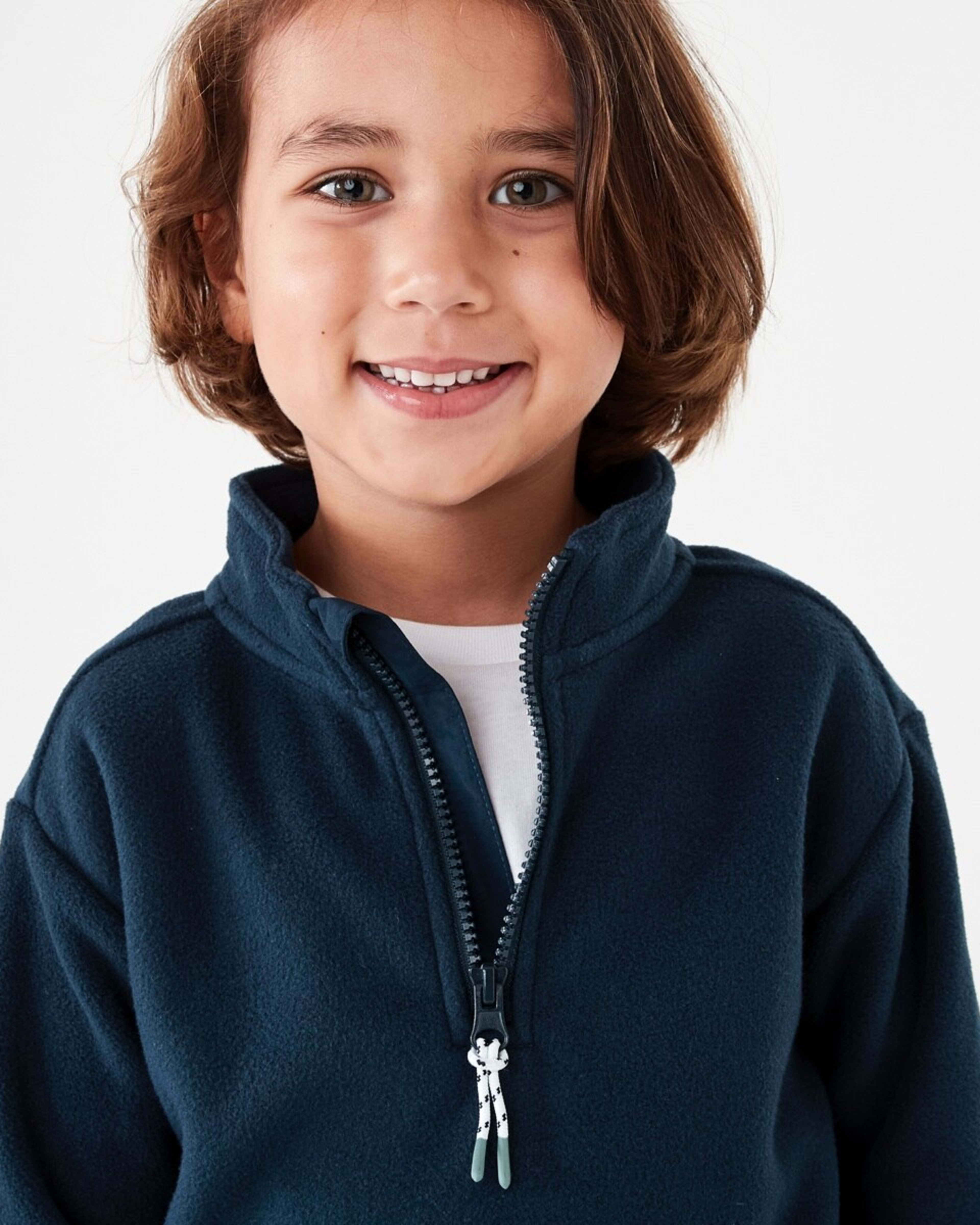 3 Polar Fleece Quarter Zip Sweatshirt Dress Navy, 3 of 9