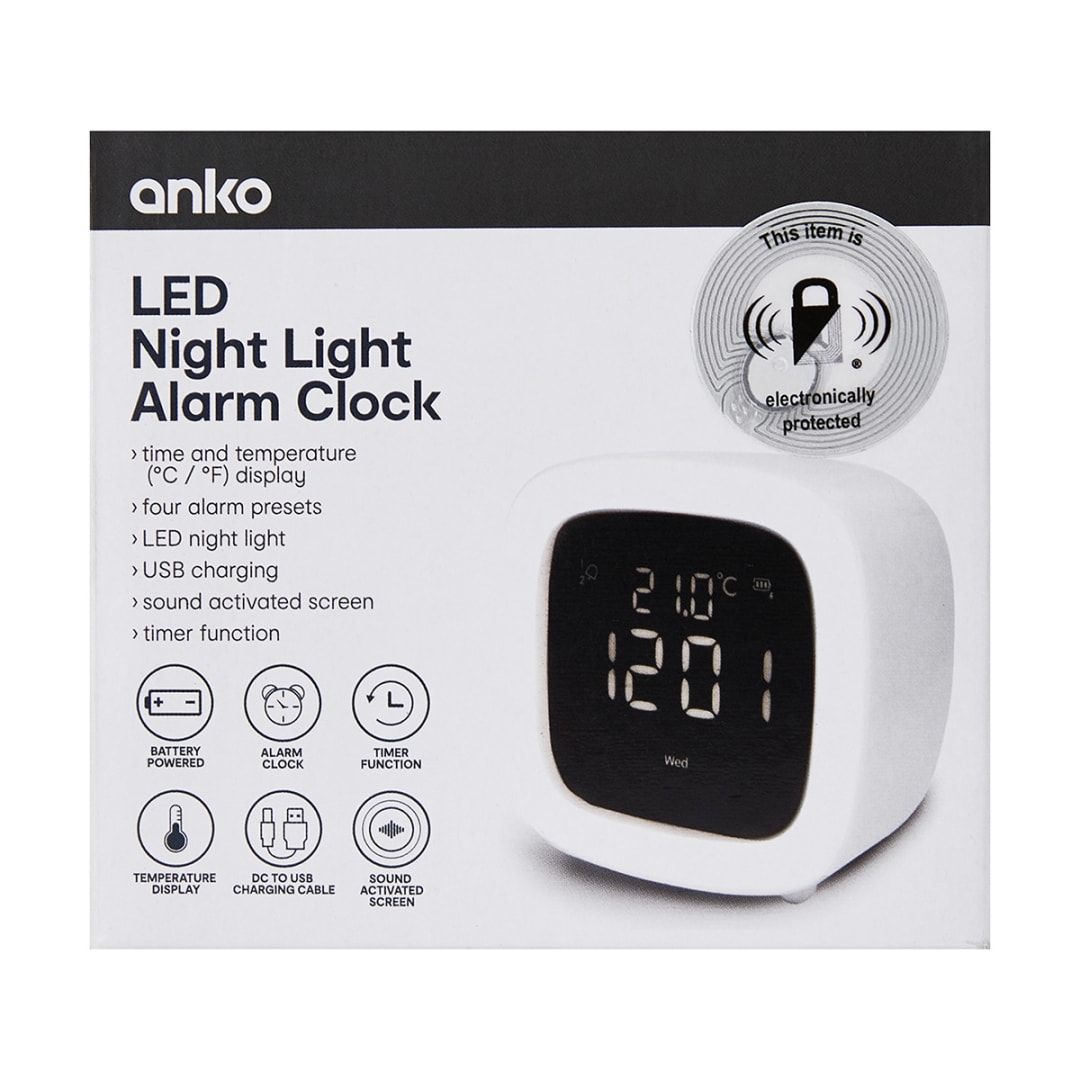 LED Night Light Alarm Clock Kmart