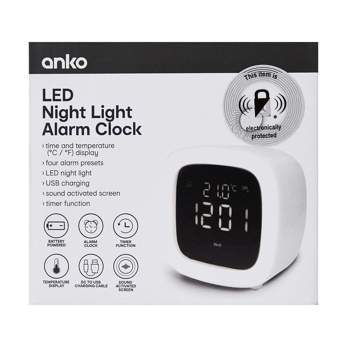 LED Night Light Alarm Clock Kmart