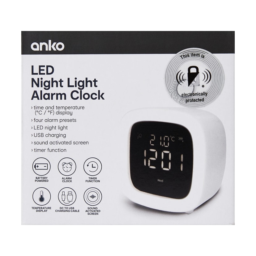 LED Night Light Alarm Clock Kmart