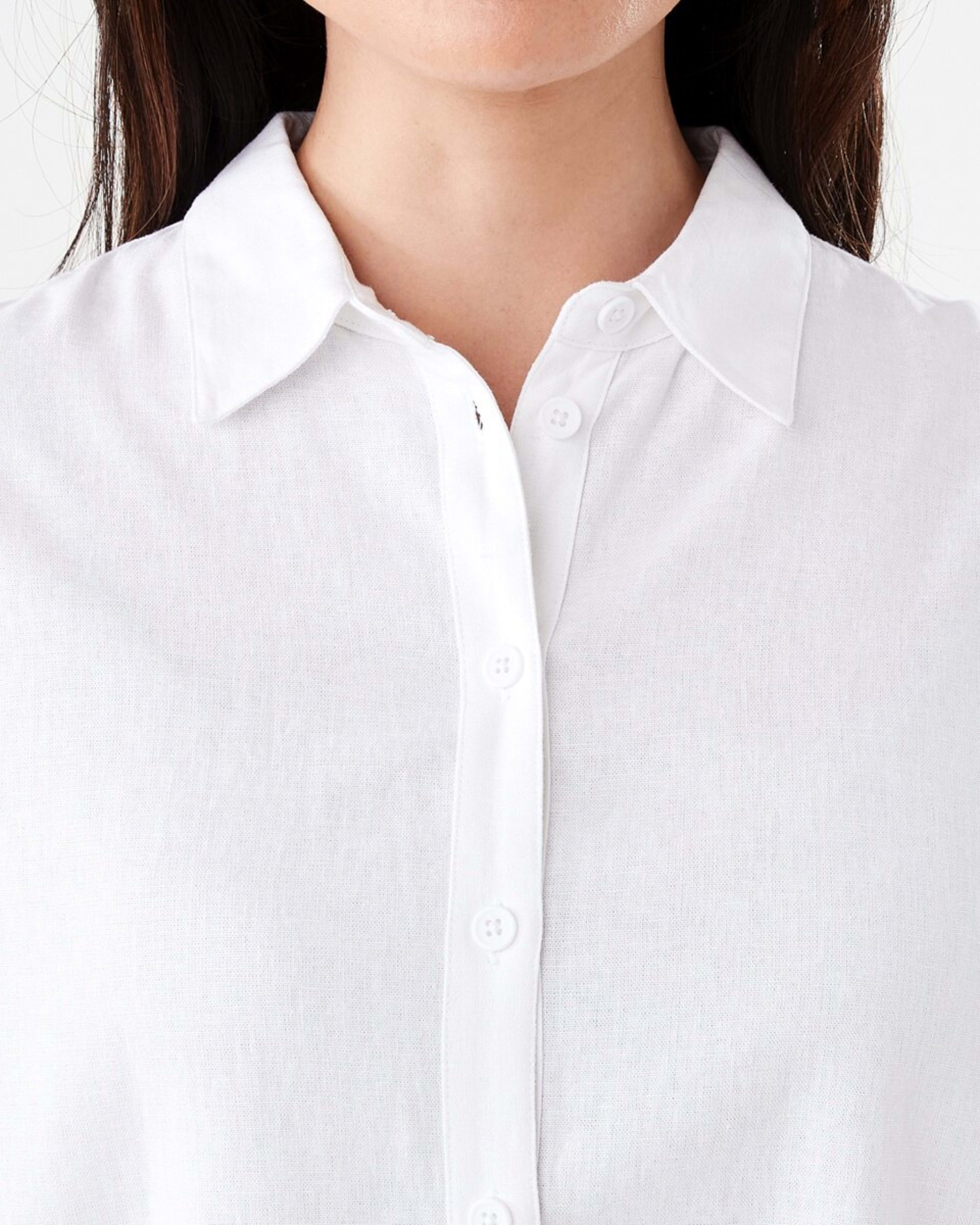 5 Long Sleeve Linen Blend Shirt WHITE, 5 of 6